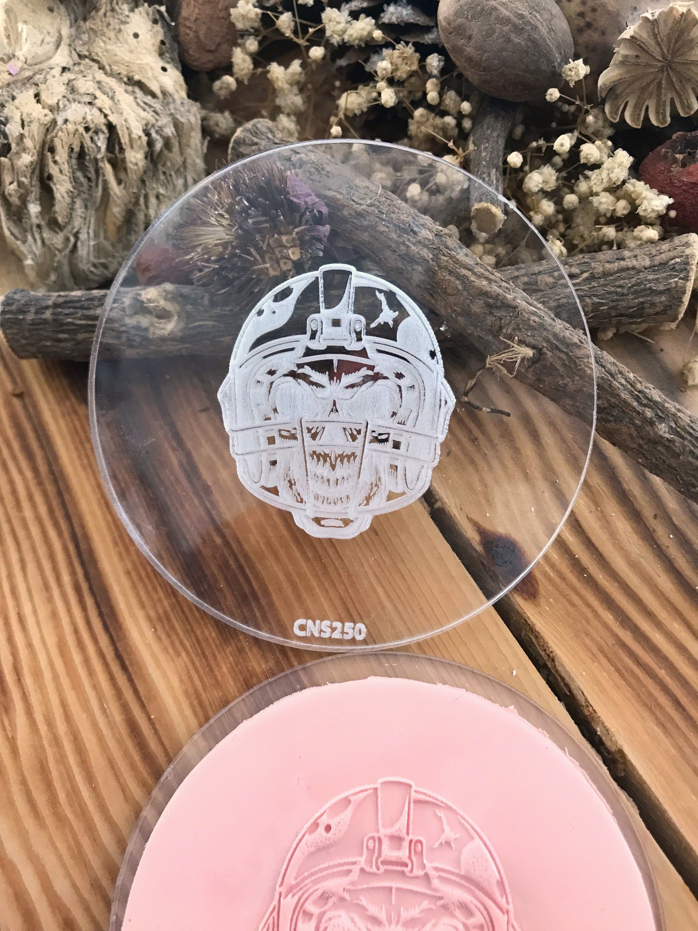 Skeleton Wearing a Helmet Acrylic Texture Stamp for Polymer Clay, Embossing Stamp For Polymer Clay, Texture Sheet, Clay Stamp, Pottery Tools