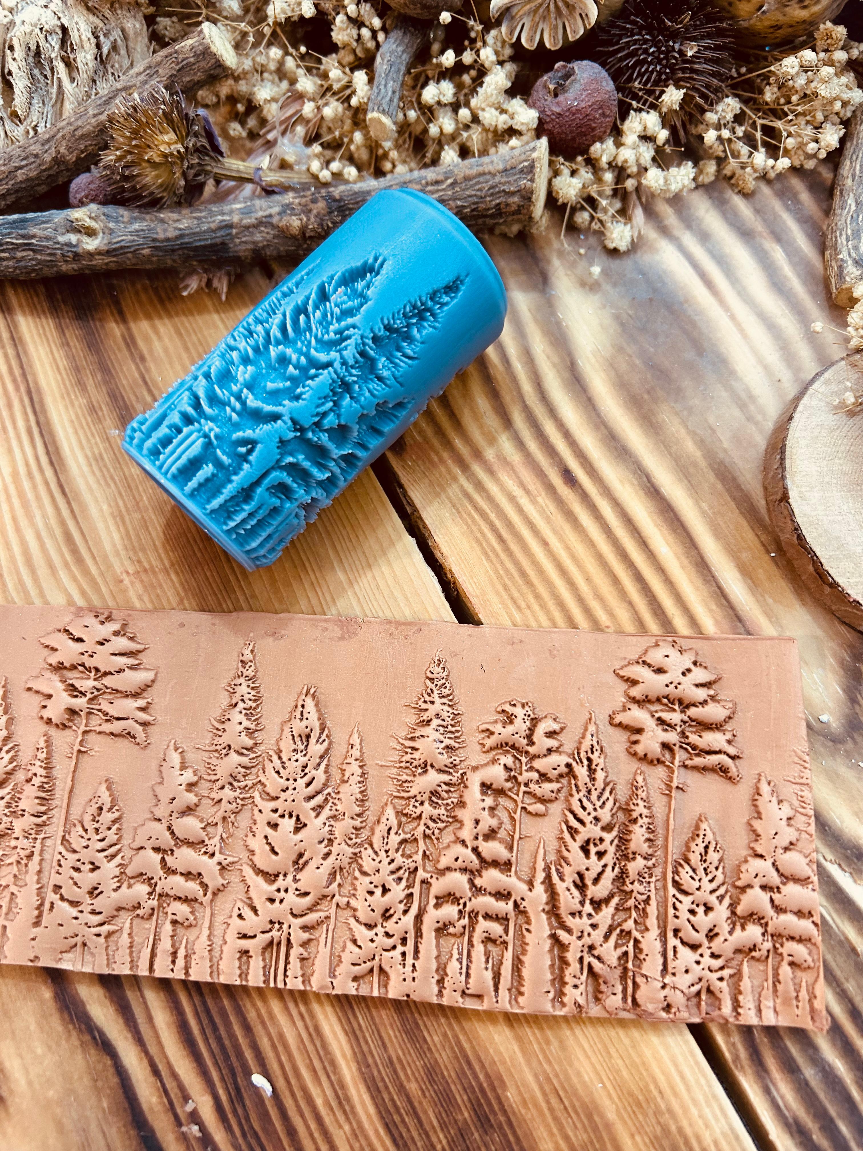 Forest Patterned 7cm High Roller, Embossing Texture Roller, DIY tool, Polymer Clay, Ceramic, Sugar Dough