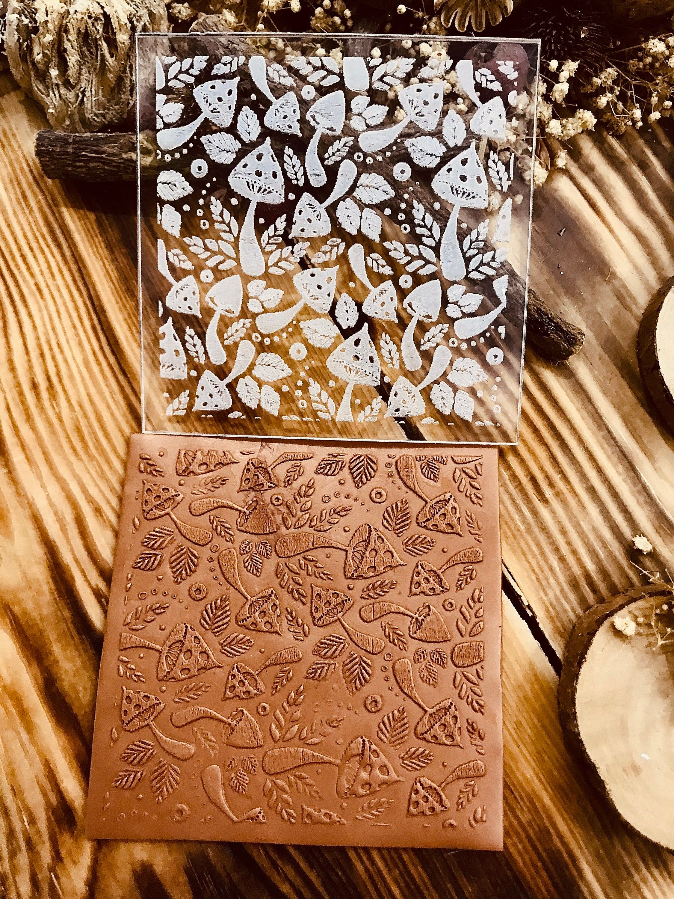 Mushroom Acrylic Embossing Stamp For Polymer Clay, Ceramic ,Fondant Stamp, Cookie Embosser, Cookie Stamp, Acrylic texture tool