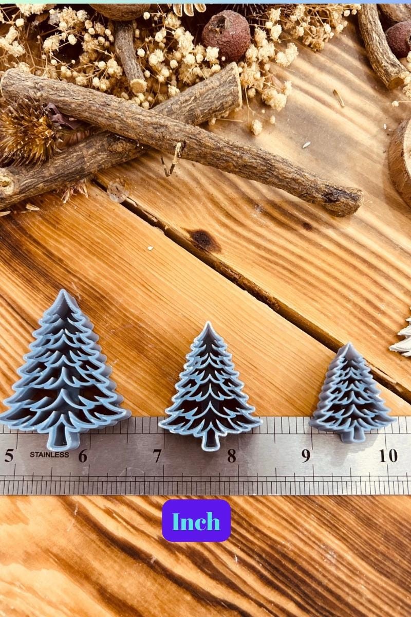 Christmas Tree Clay Cutter Set – 3D-Printed Set of 3 Sizes (5.3cm, 4.2cm, 3.2cm) for Polymer Clay, Ceramics, Cookies & Fondant