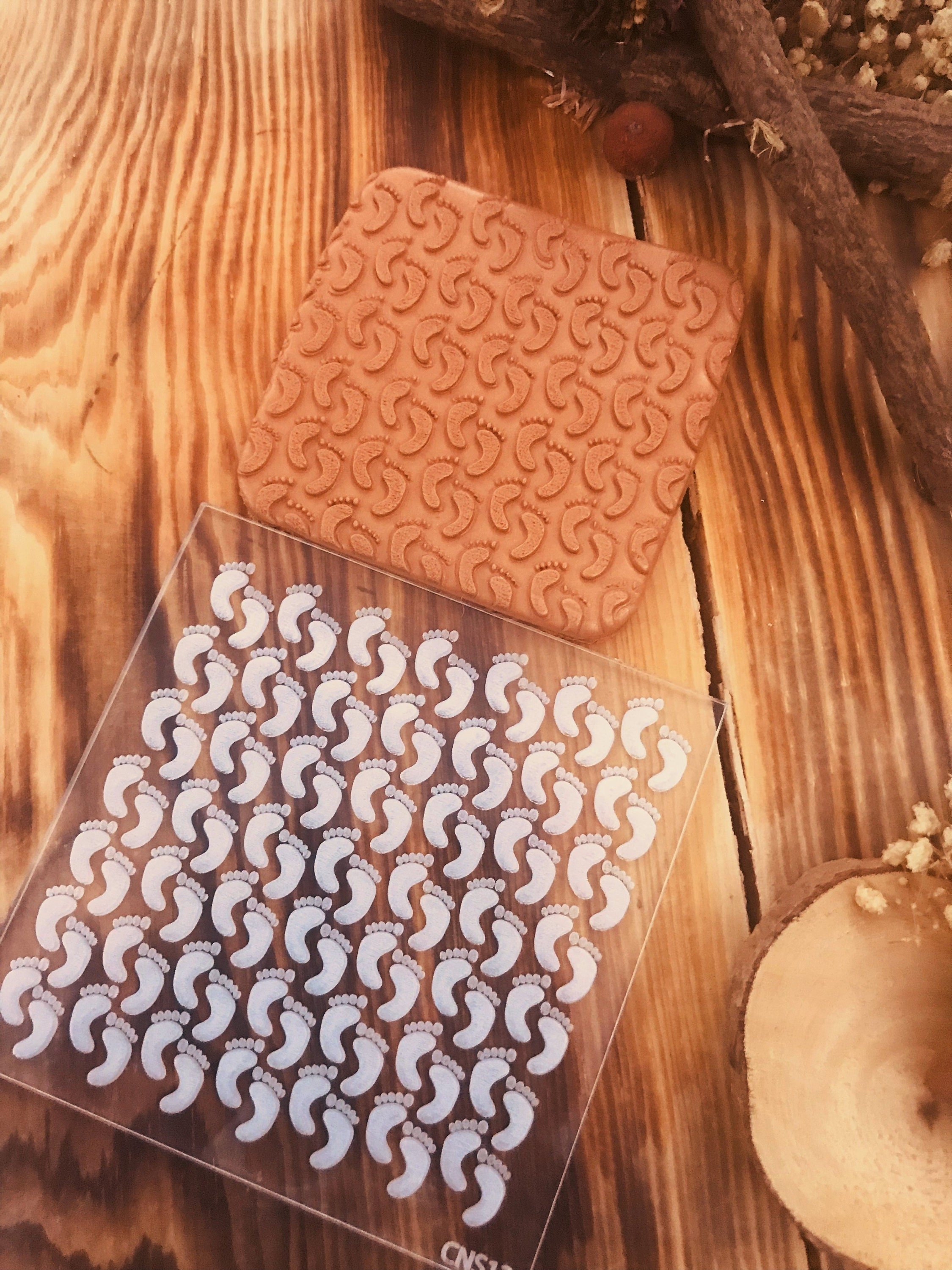 Tiny Foot Polymer CLay Embossing Stamp, Polymer Clay Tool, Texture Sheet, Pottery Tools, Ceramic Supplies, Texture Plate