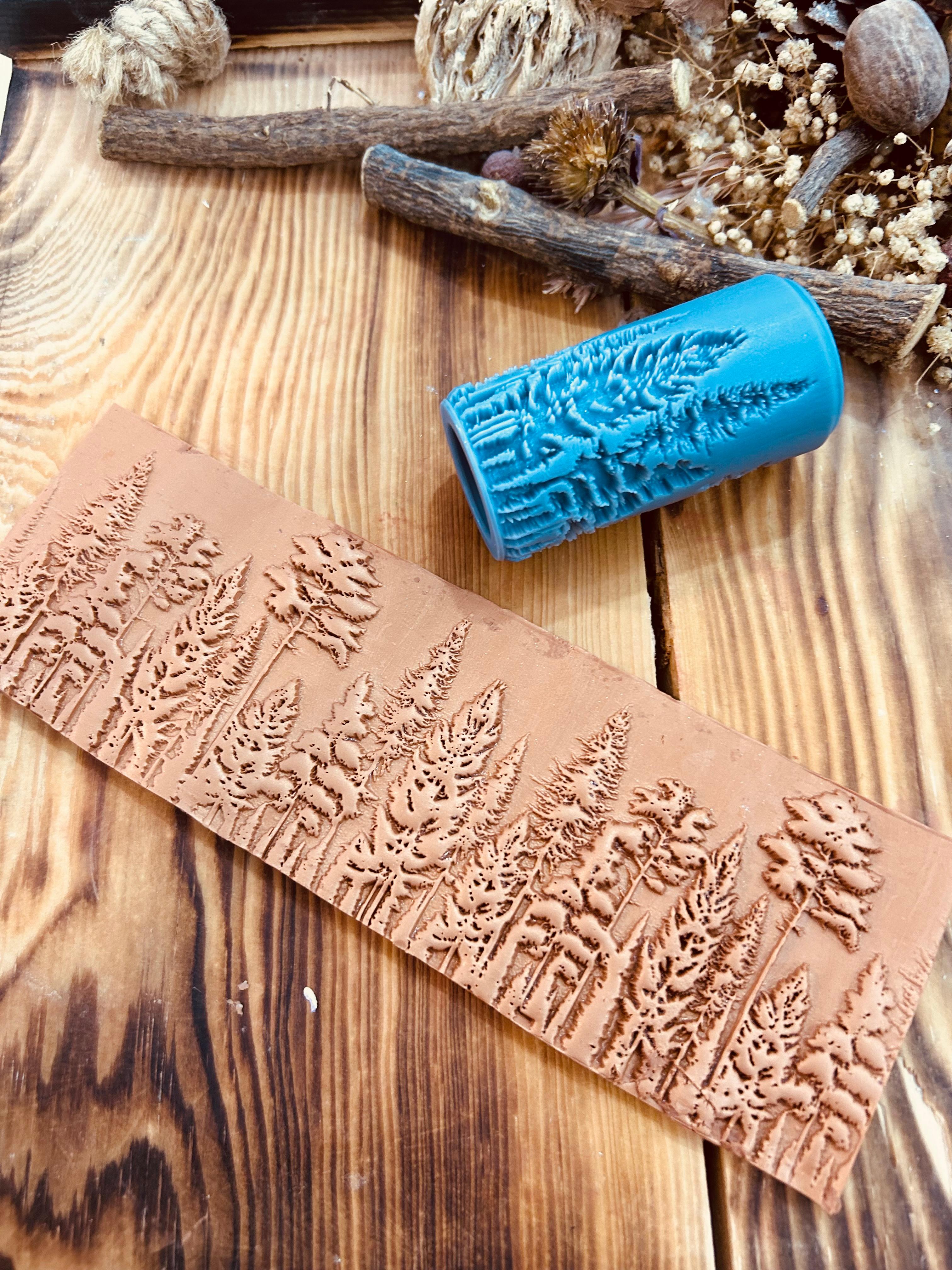 Forest Patterned 7cm High Roller, Embossing Texture Roller, DIY tool, Polymer Clay, Ceramic, Sugar Dough