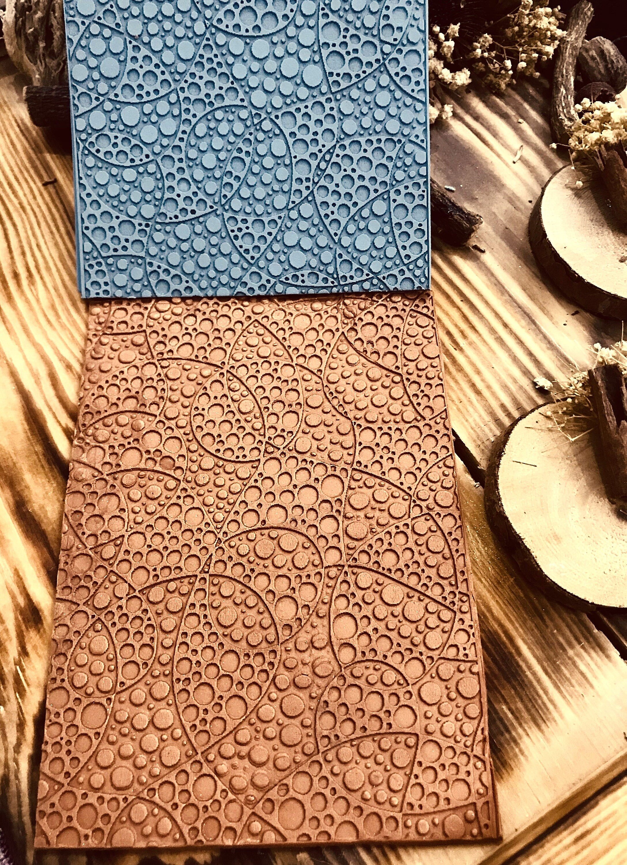 Round Geometric Rubber Texture Mat with a unique floral pattern in 10*14cm dimensions for polymer clay, ceramics , Polymer Clay Tools