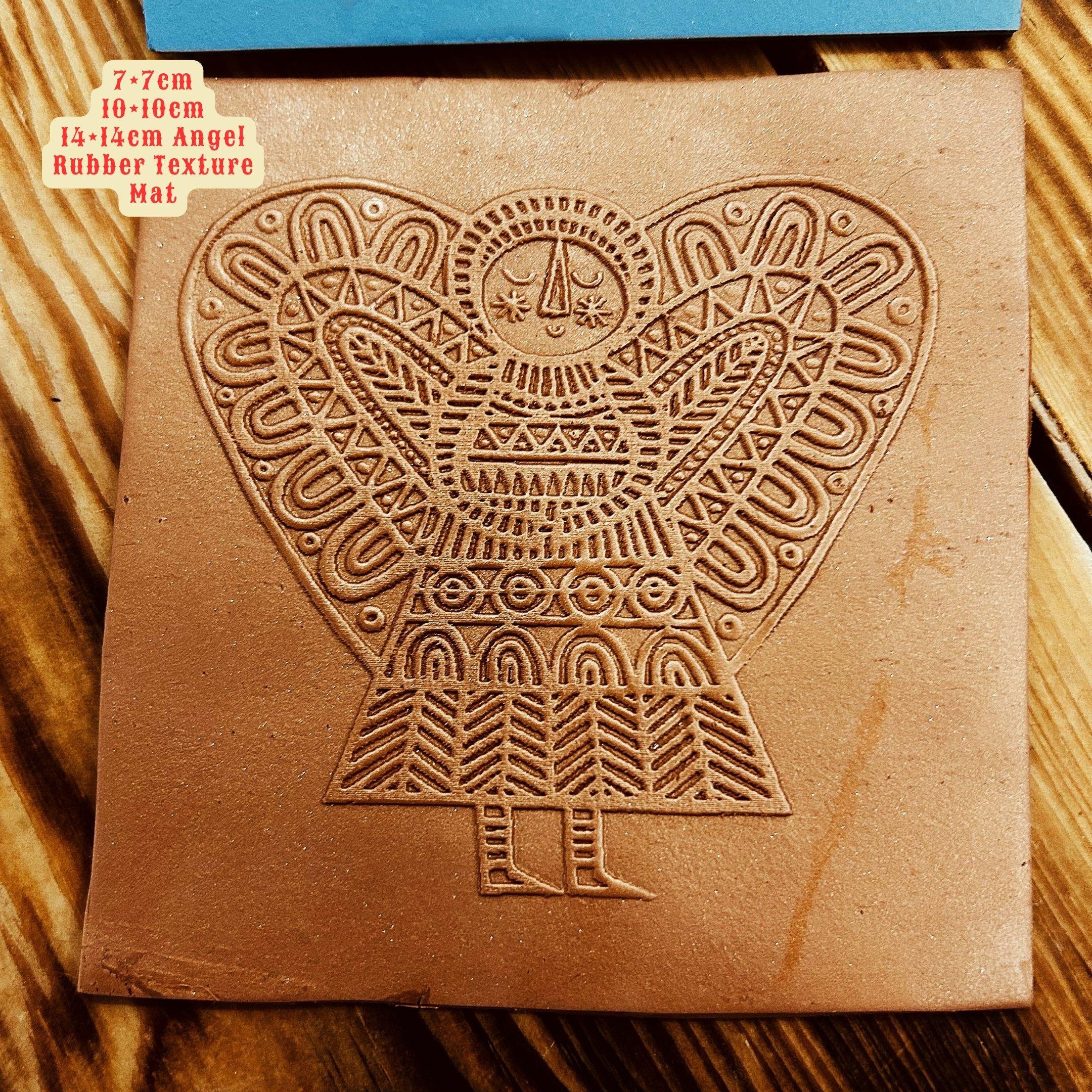 Angel Pattern Rubber Texture Mat – Polymer Clay Stamp for Jewelry Making, Ceramics, Fondant | Deep Engraved Mat | 7x7cm, 10x10cm, 14x14cm
