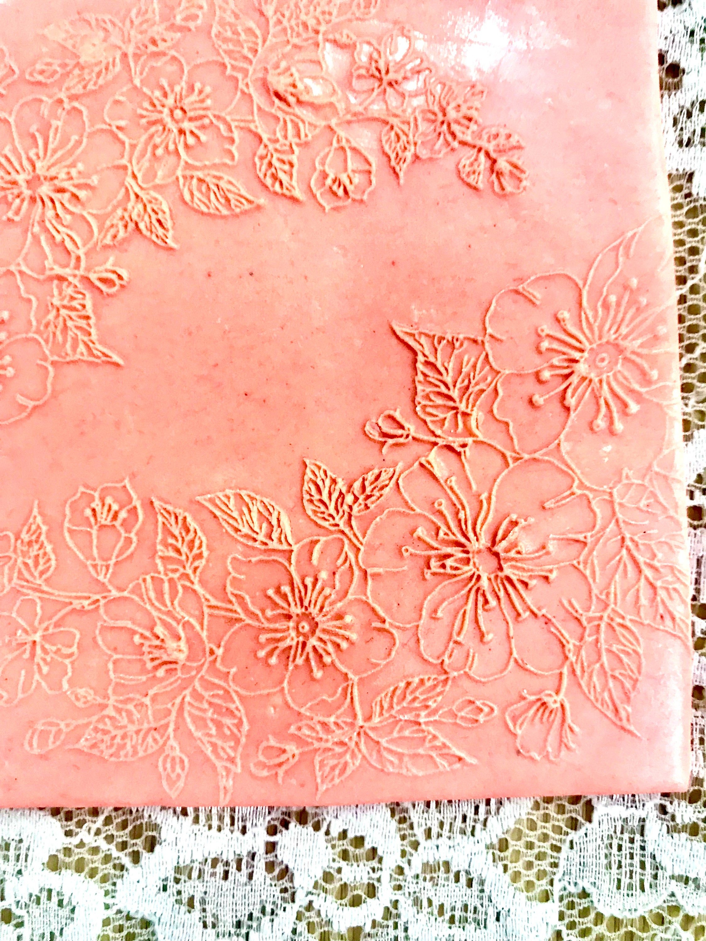 Lace Acrylic Texture Mat Lace Floral Pattern , Texture Tile, Debossing Stamp, Dough Sheeter, Bride Tulle , Ceramic Supplies, Texture Plate