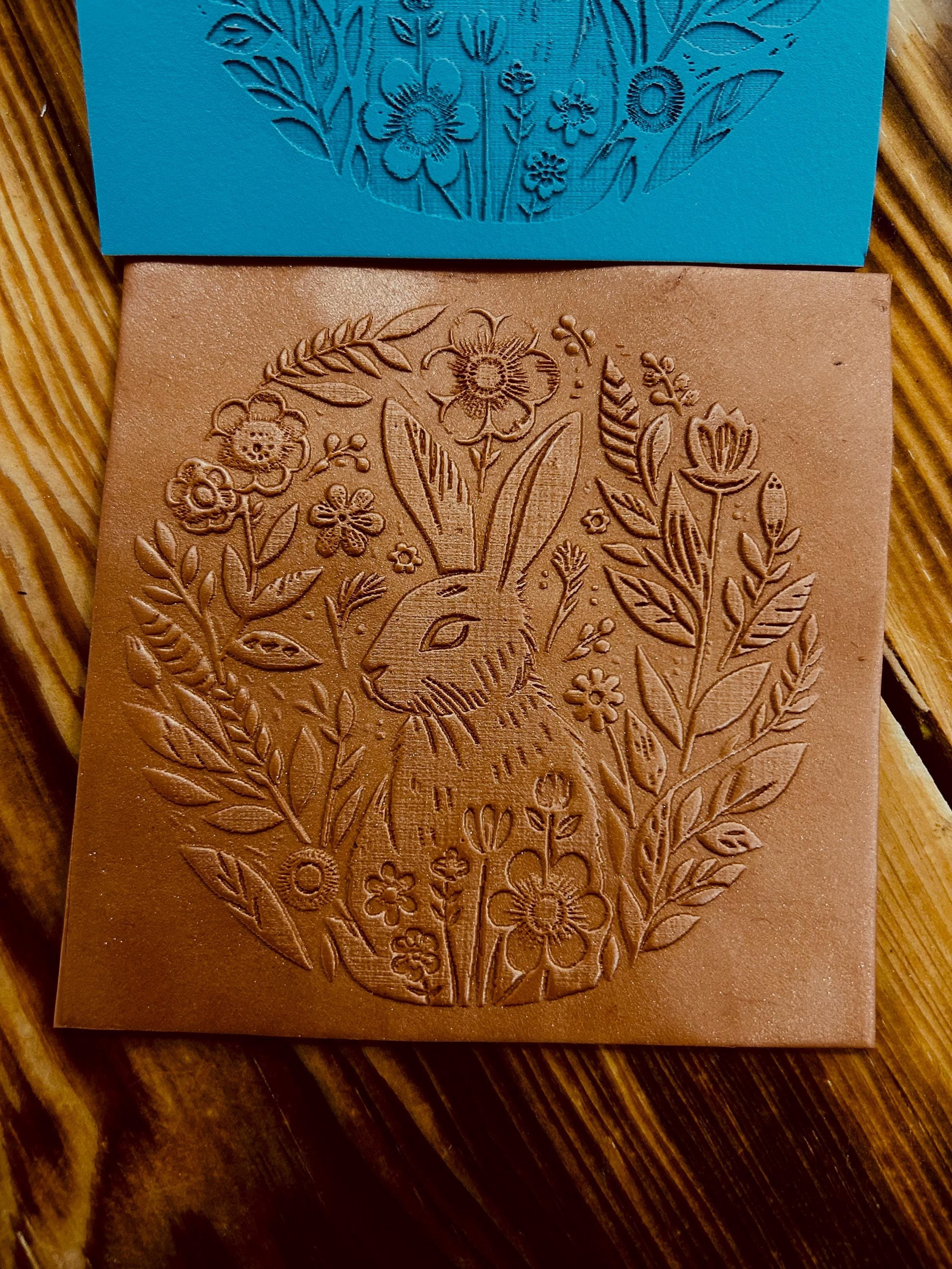 Easter Bunny And Flowers Rubber or Acrylic Texture Mat 3 Different Size– Polymer Clay Stamp, Embossing Tool, Acrylic Texture Sheet, Plaque, Tile for Fimo, Sculpey, Cernit