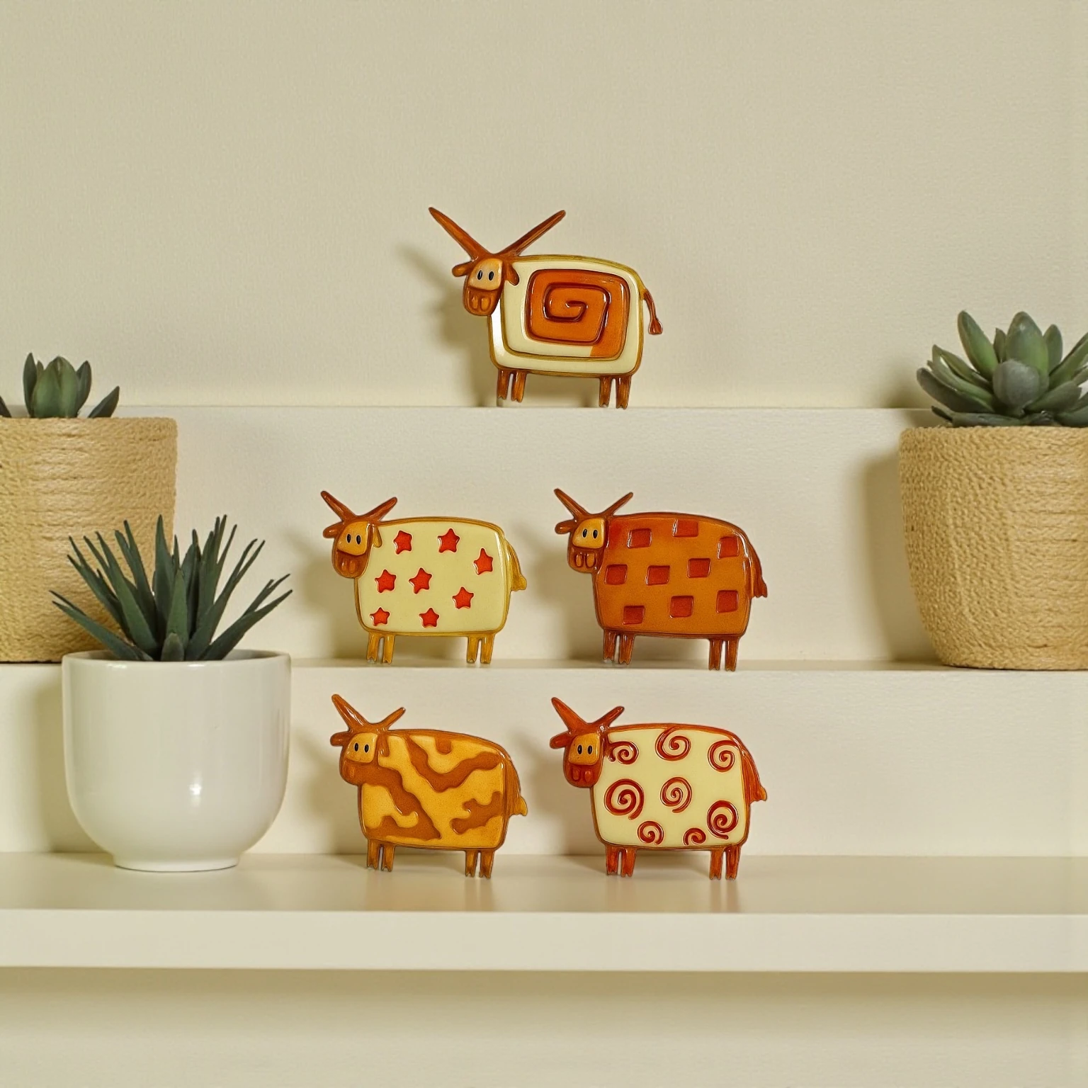 Sevimli İnek Kil Damga Seti – 5 Farklı Desen (4,5 × 4 cm – yükseklik 15mm)
