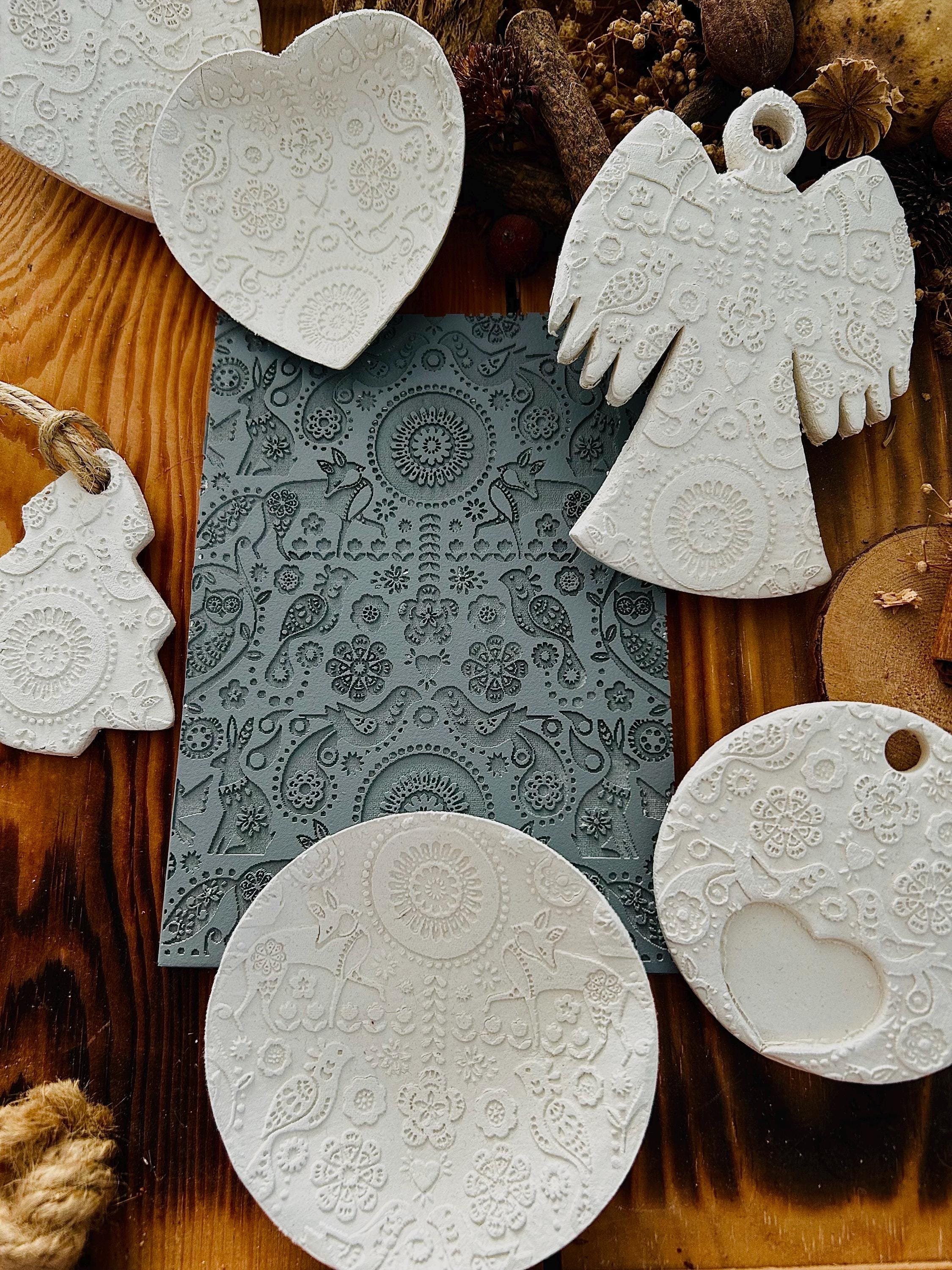 Christmas Nordic Ornament Rubber Texture Mat – 10 x 14 cm for Polymer Clay, Soap, Metal Clay & More