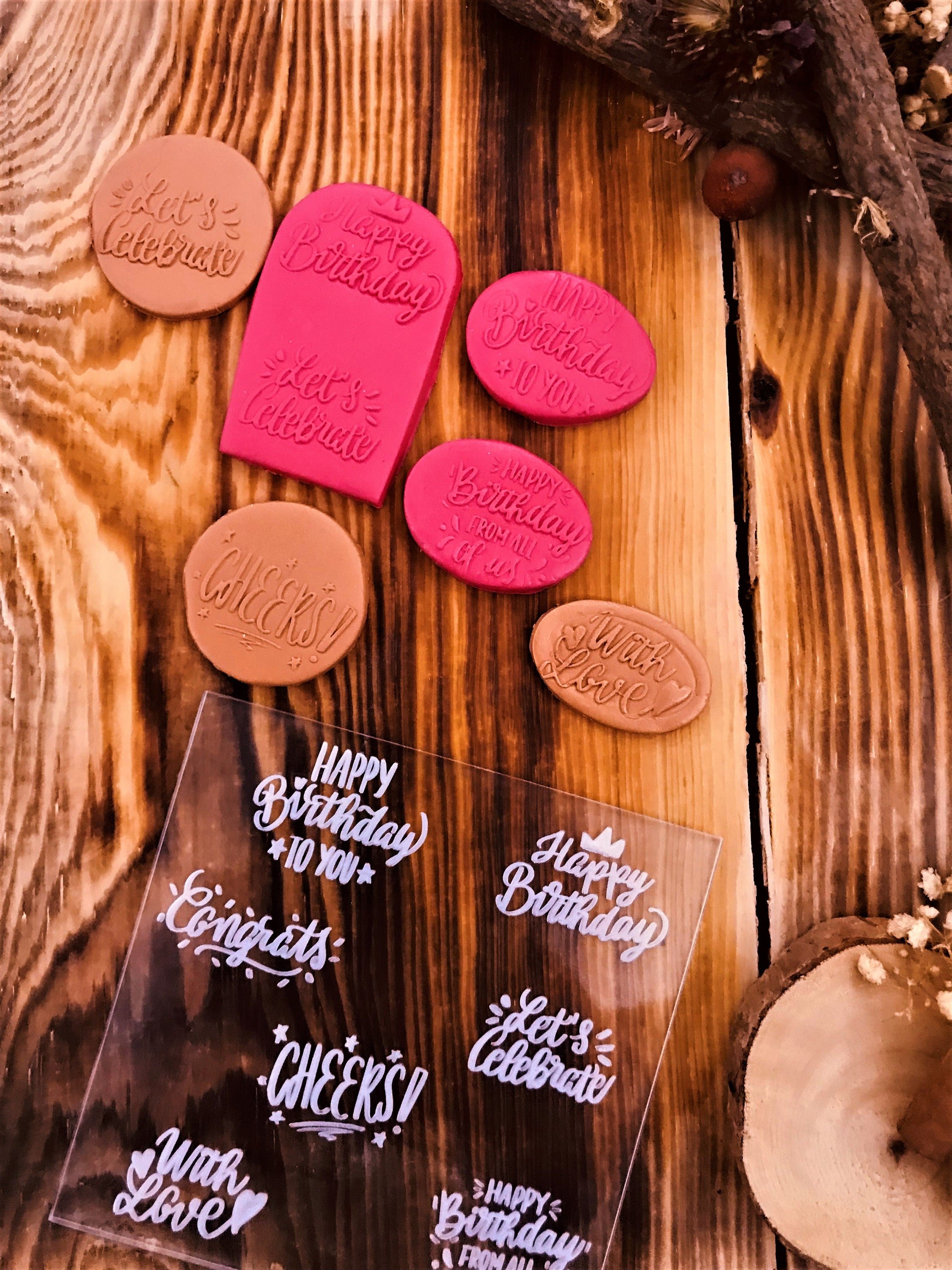 Happy Birthday Celebration Texture Mat , Polymer Clay Texture Sheet, Acrylic Ceramic Texture Tool, Polymer Clay Texture Supply