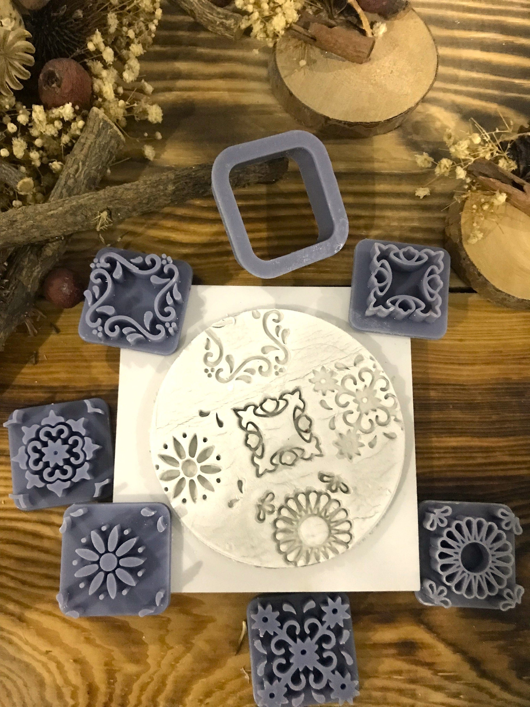 ✨ 6-Stamp + 1 Cutter Moroccan Tile Set – Perfect for Polymer Clay, Ceramic, and Baking! ✨