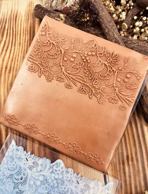 Bridal Lace2 Rubber or Acrylic Texture Mat – Polymer Clay Stamp, Embossing Tool, Acrylic Texture Sheet, Plaque, Tile for Fimo, Sculpey, Cernit