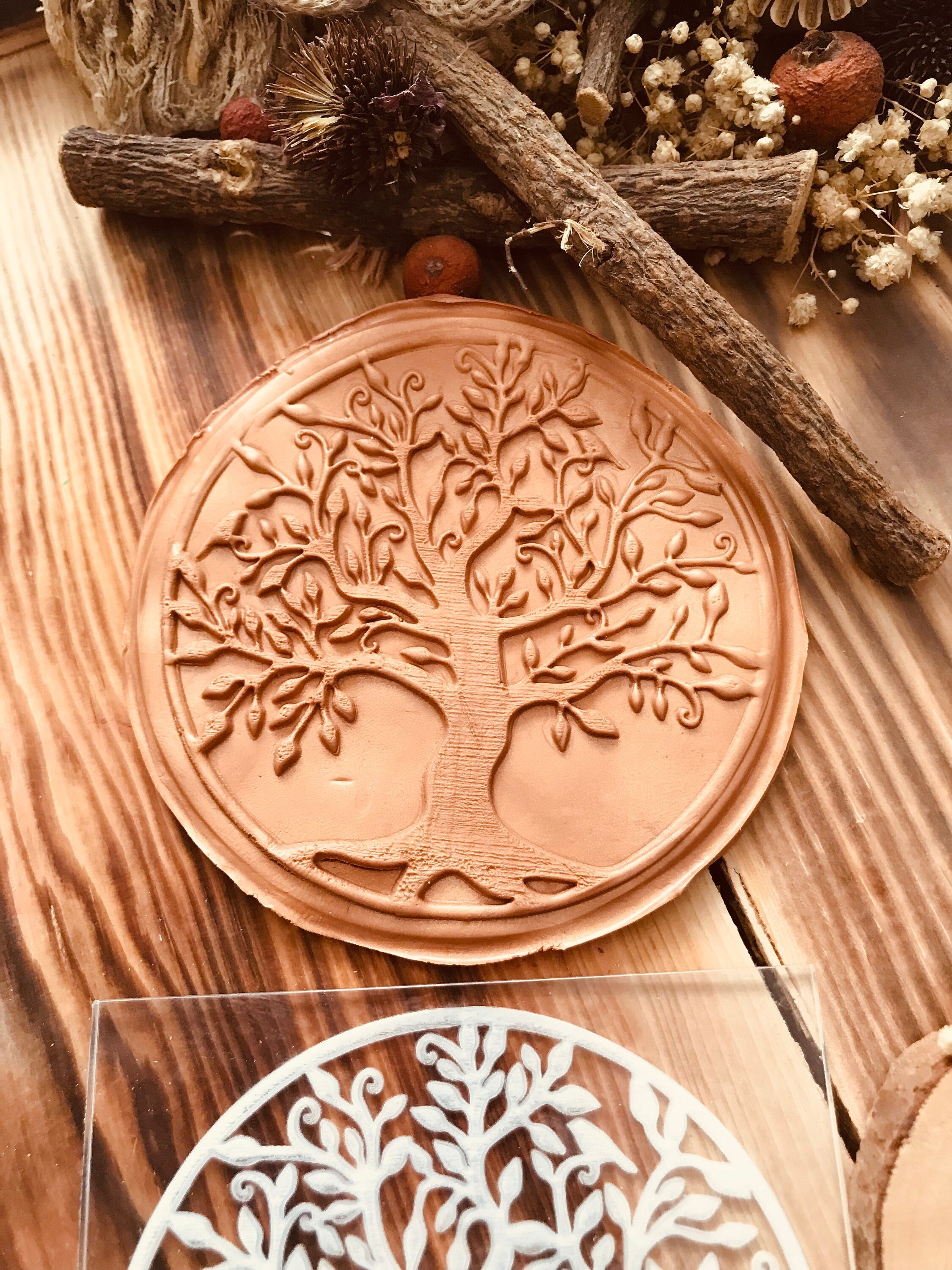Tree Of Life Pattern embosser fondant stamp, acrylic embosser for cookies, cupcakes, and cake decorating debosser