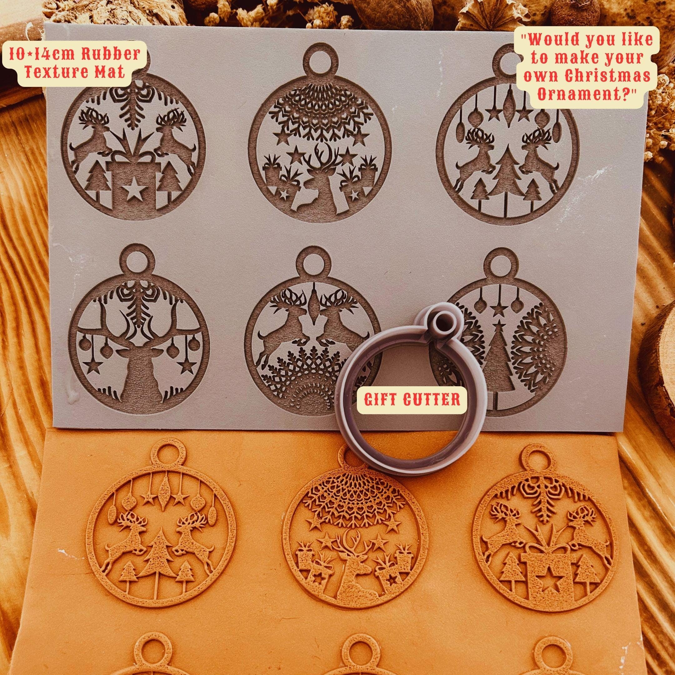 Christmas Ornament Rubber Texture Mat – Unique Pattern for Polymer Clay, Fimo, Sculpey – 10x14 cm – Ideal for Crafting & DIY Projects