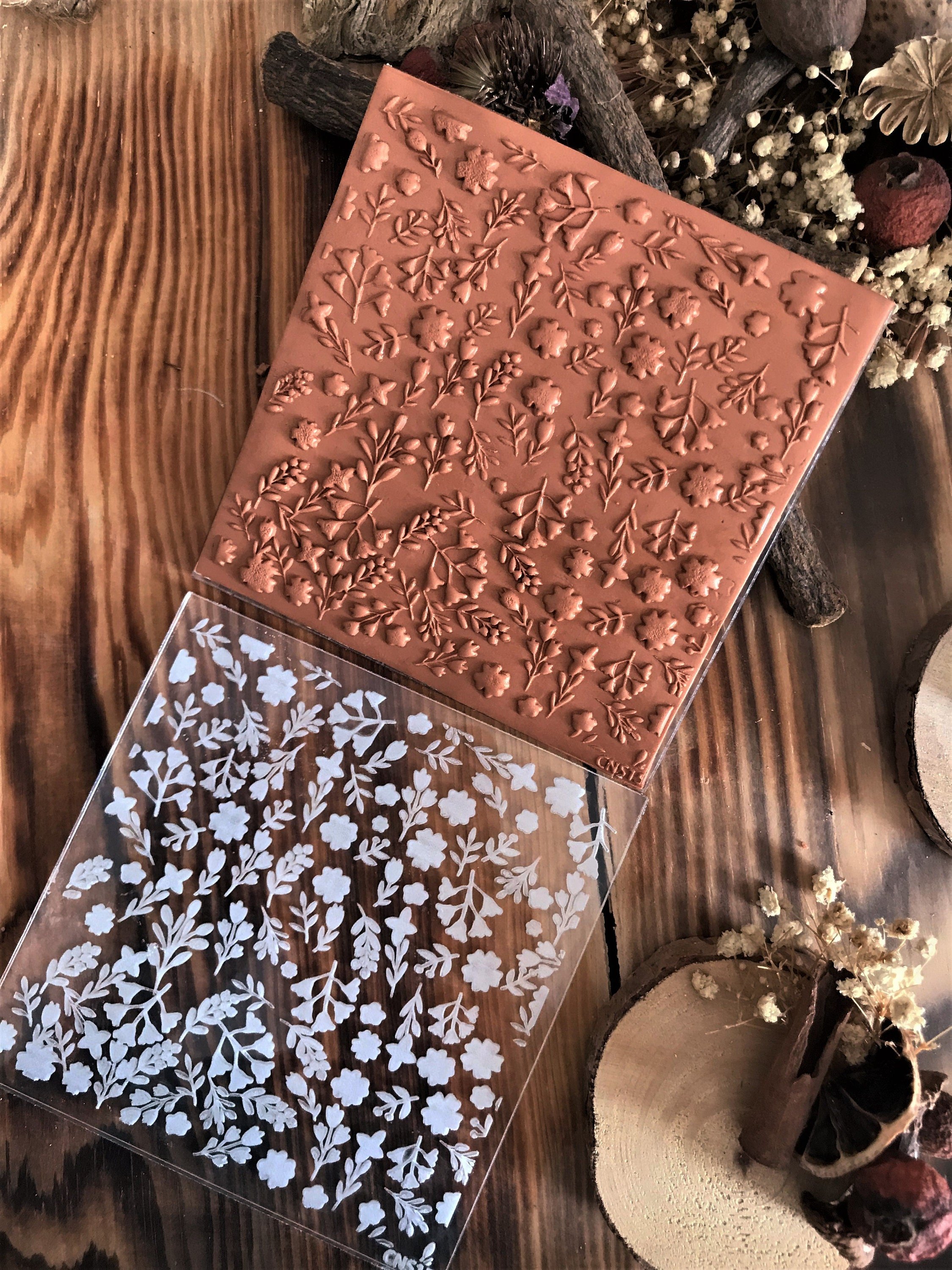 Tiny Florals Texture Mat, Embosser Stamp, Acrylic Clay Texture Sheet Deco, Lace Pattern, Ceramic Earring Supplies, Pattern