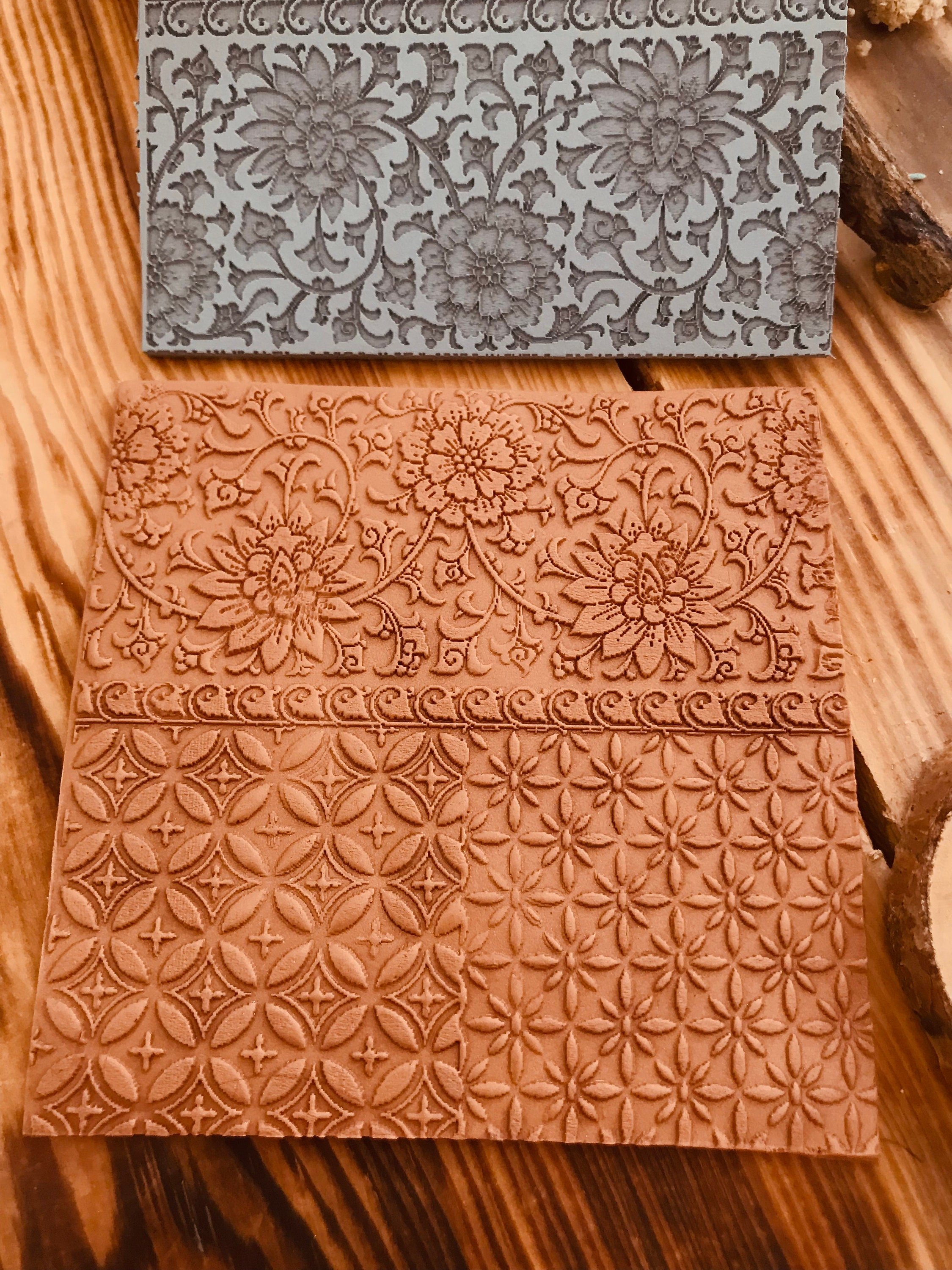 Spanish Tile Pattern Rubber Texture Mat 10*10Cm⎥Polymer Clay Tools⎥Earring Making⎥Hand Roller⎥Clay Texture Tool⎥Jewellery Tools