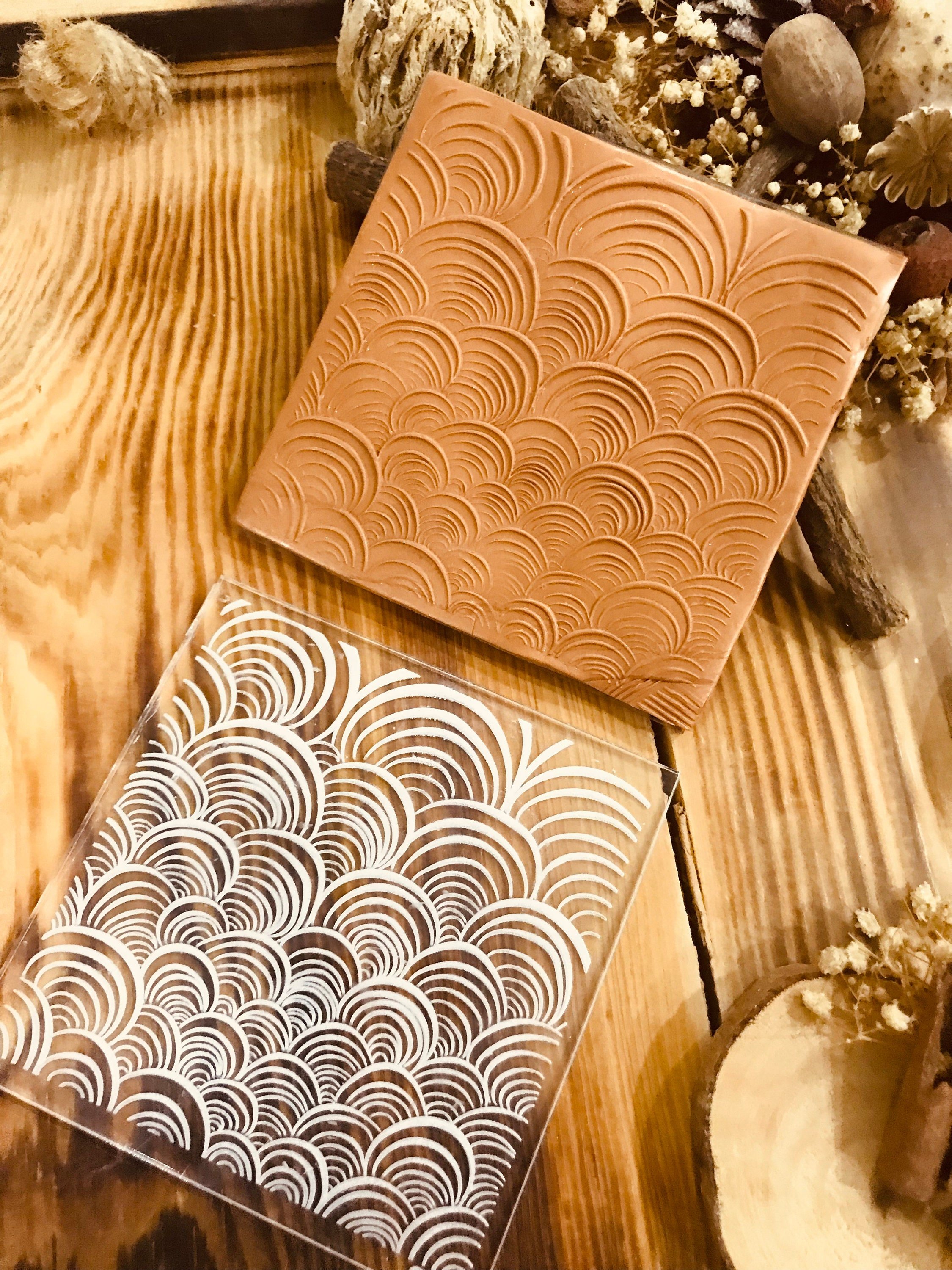 Ring Patterned Acrylic Texture Tile, 10*10cm size,Polymer Clay Embossing Stamp,  Texture Plaque,Texture Tile,Fimo, Sculpey, Cernit