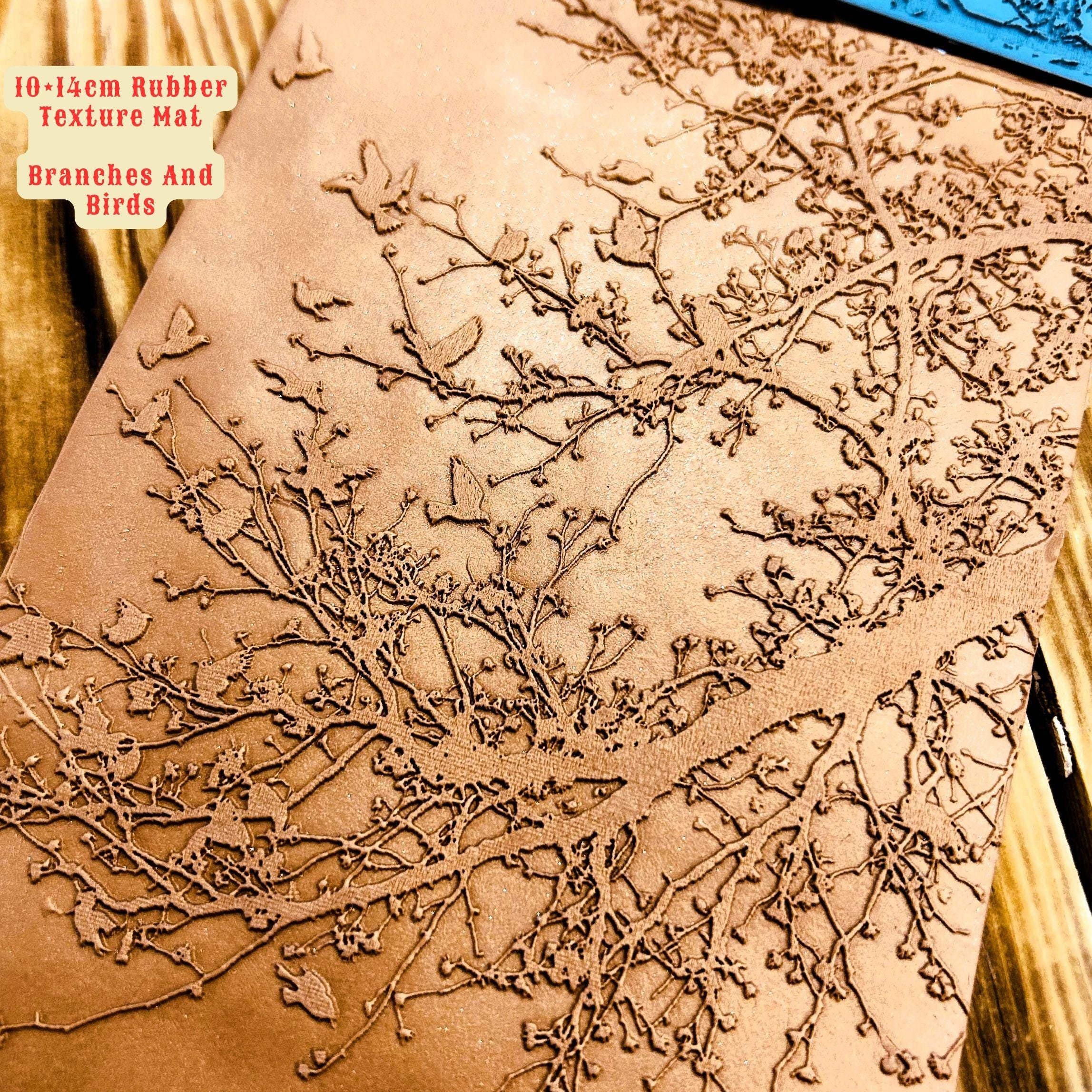 NEW Birds And Branches Rubber Texture Mat⎥Polymer Clay Tools⎥Earring Making⎥Hand Roller⎥Clay Texture Tool⎥Jewellery Tools For Metal Clay