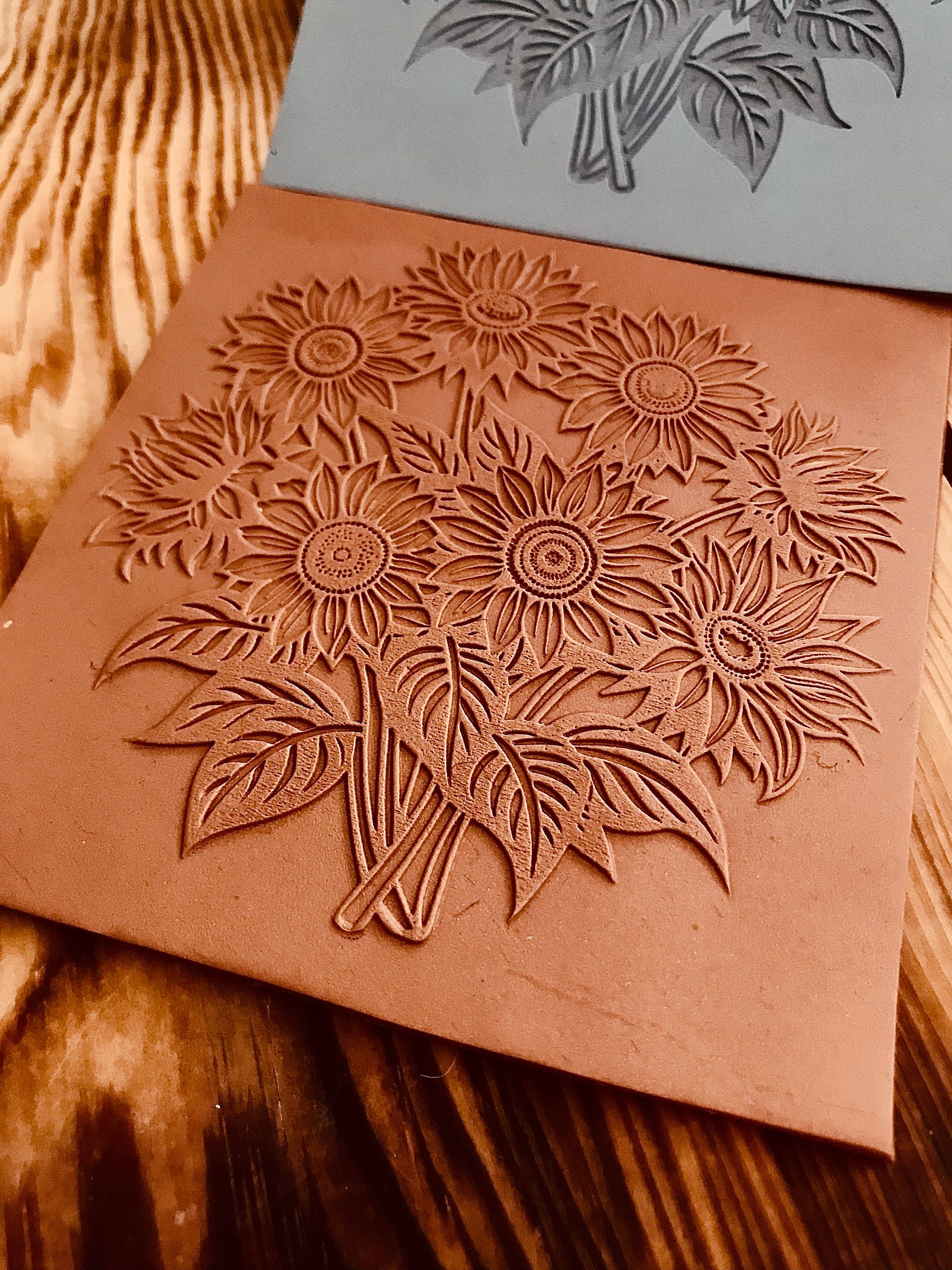 Sunflower Bouquet Rubber Texture Mat 10*10Cm⎥Polymer Clay Tools⎥Earring Making⎥Hand Roller⎥Clay Texture Tool⎥Jewellery Tools