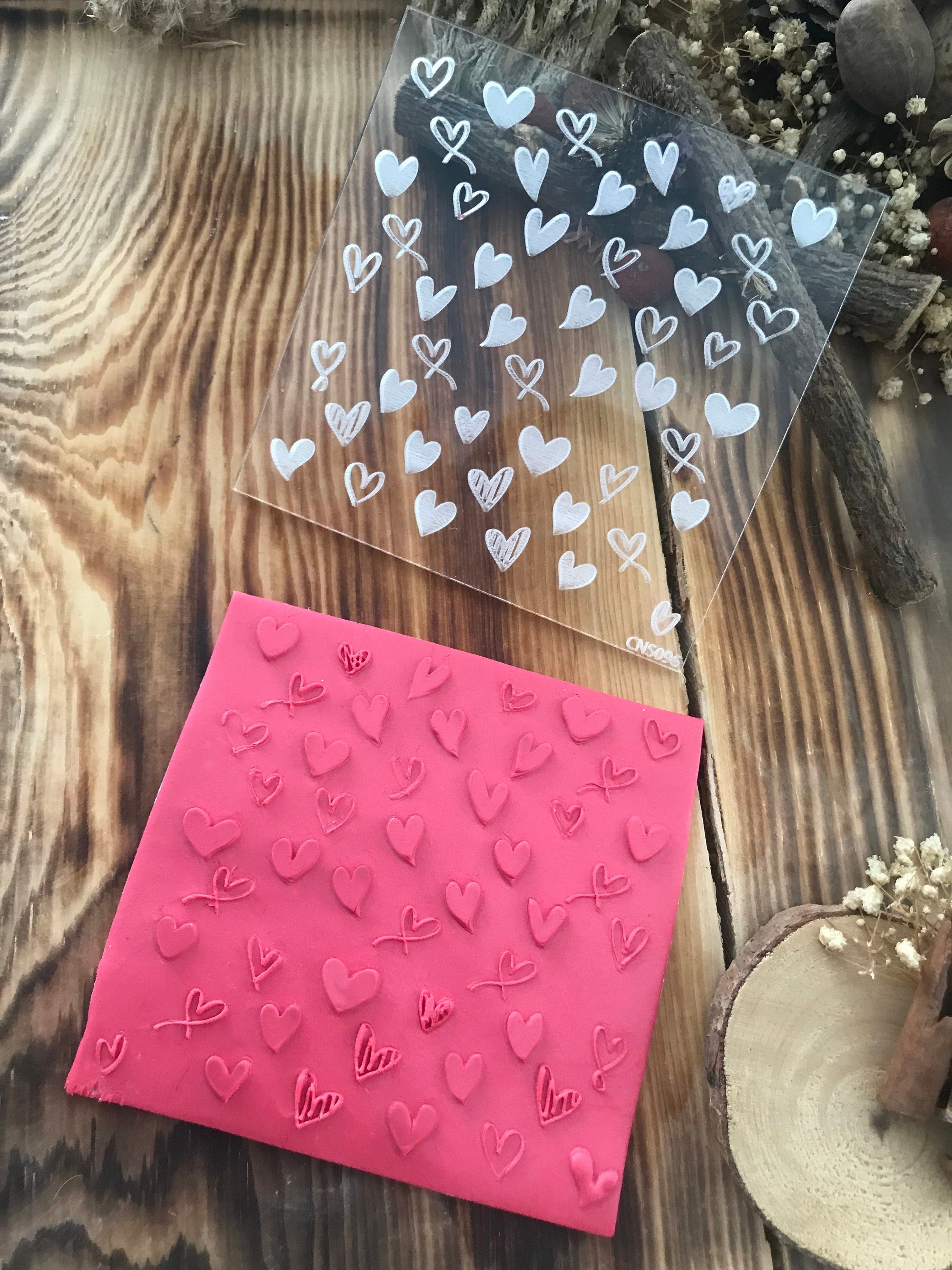 Heart Pattern Texture Mat, Acrylic Texture Sheet Polymer Clay Impression Mat, Acrylic Ceramic texture tool, Polymer Clay Earring Tool
