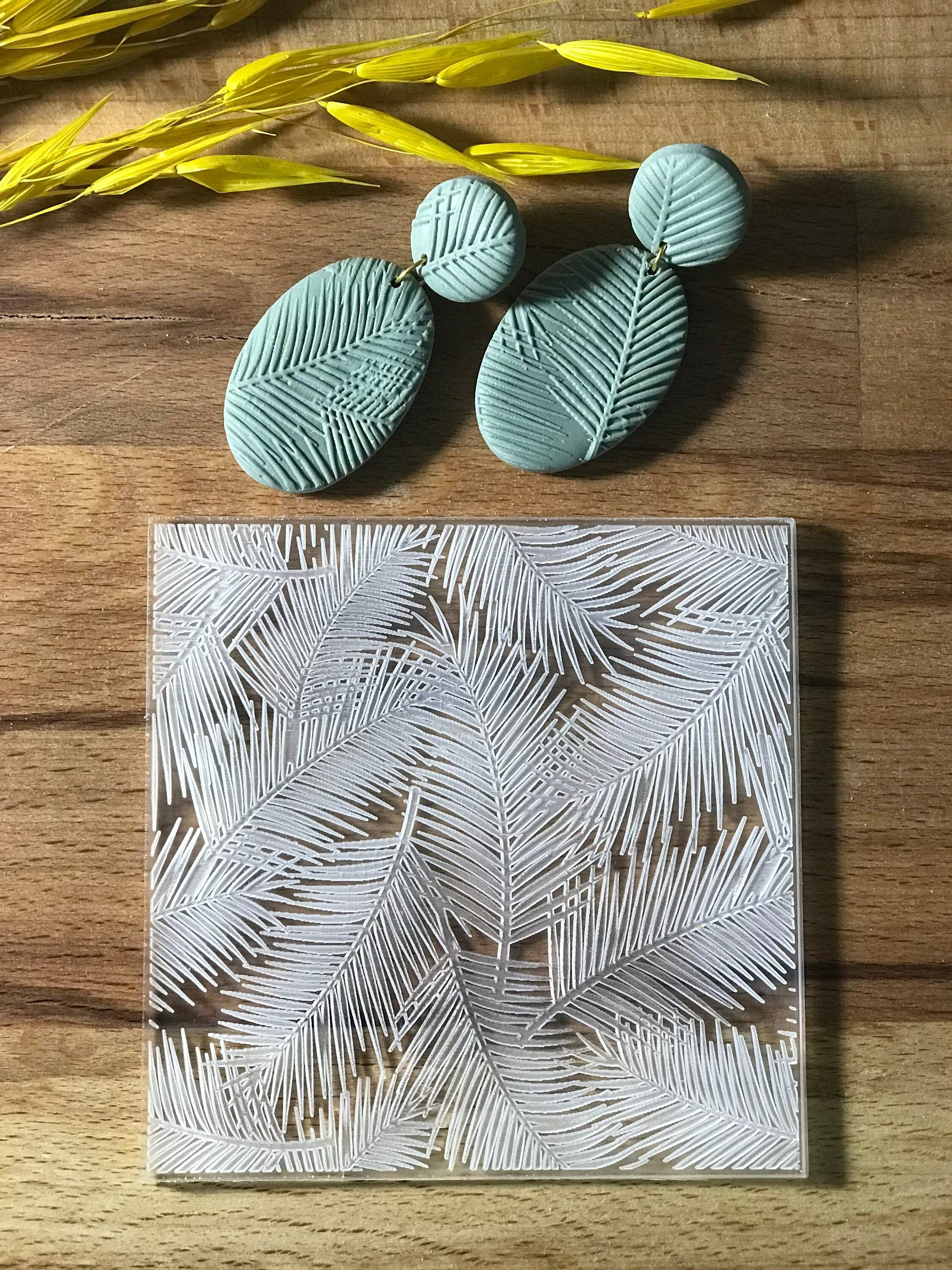 Botanical Palm Leaf Texture Mat - Rubber or Acrylic Texture Sheet for Polymer Clay, Ceramic, & Acrylic Impression Tool, Texture Plate for Crafting