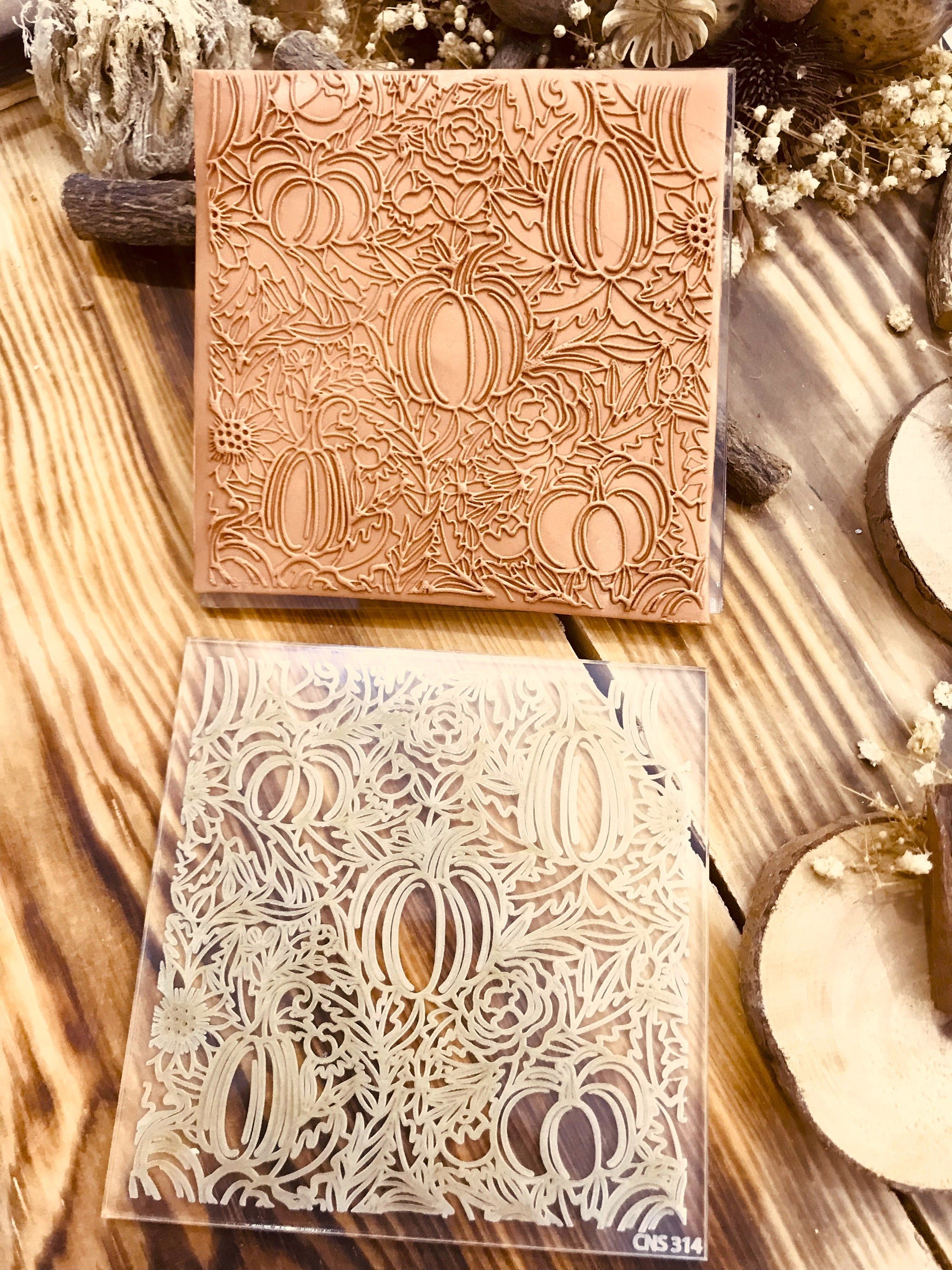 Pumpkin Pattern Acrylic Texture Sheet 10*10cm Size,Polymer Clay Embossing Stamp,  Texture Plaque, Tile,Fimo, Sculpey, Cernit
