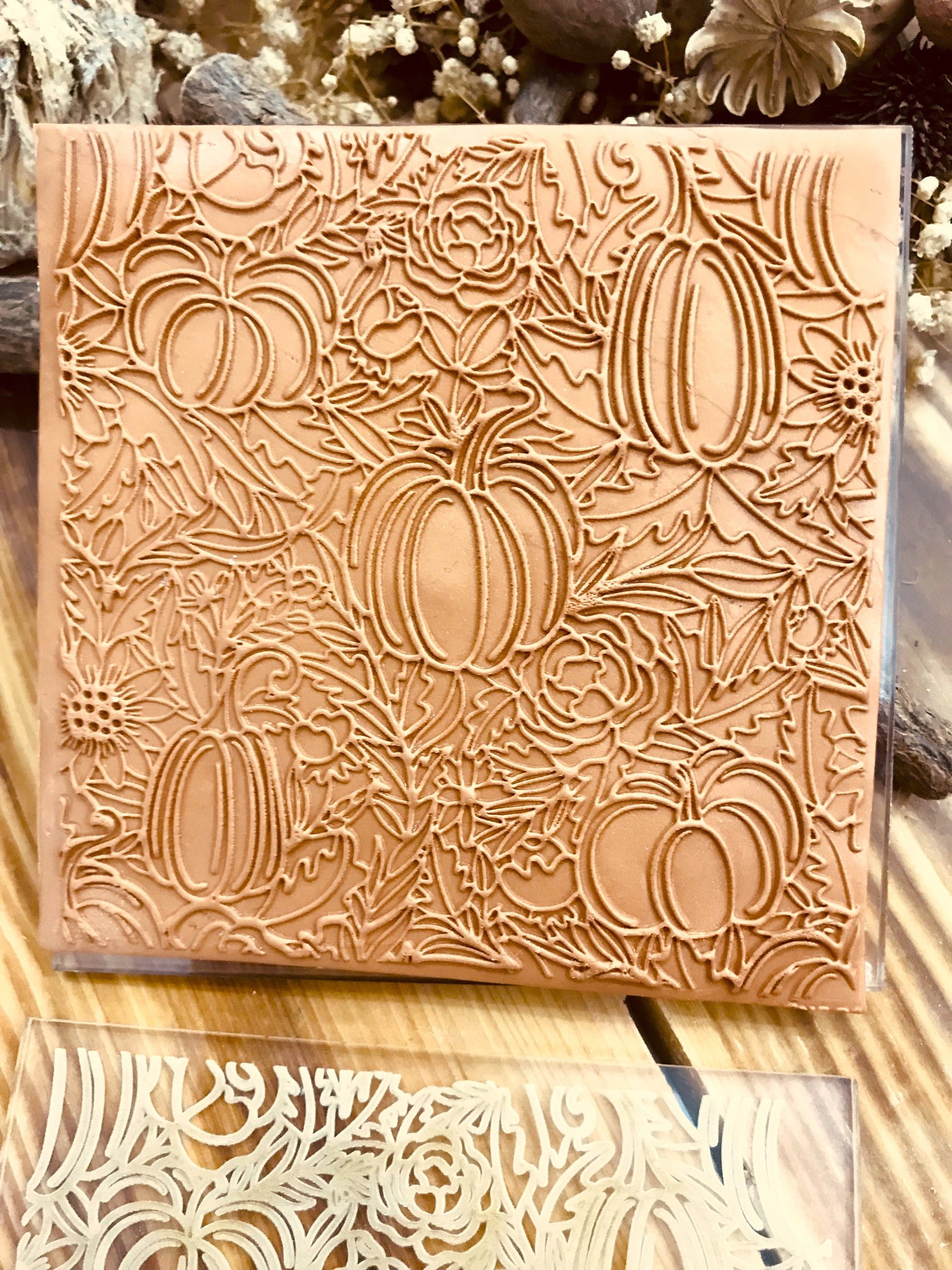 Pumpkin Pattern Acrylic Texture Sheet 10*10cm Size,Polymer Clay Embossing Stamp,  Texture Plaque, Tile,Fimo, Sculpey, Cernit