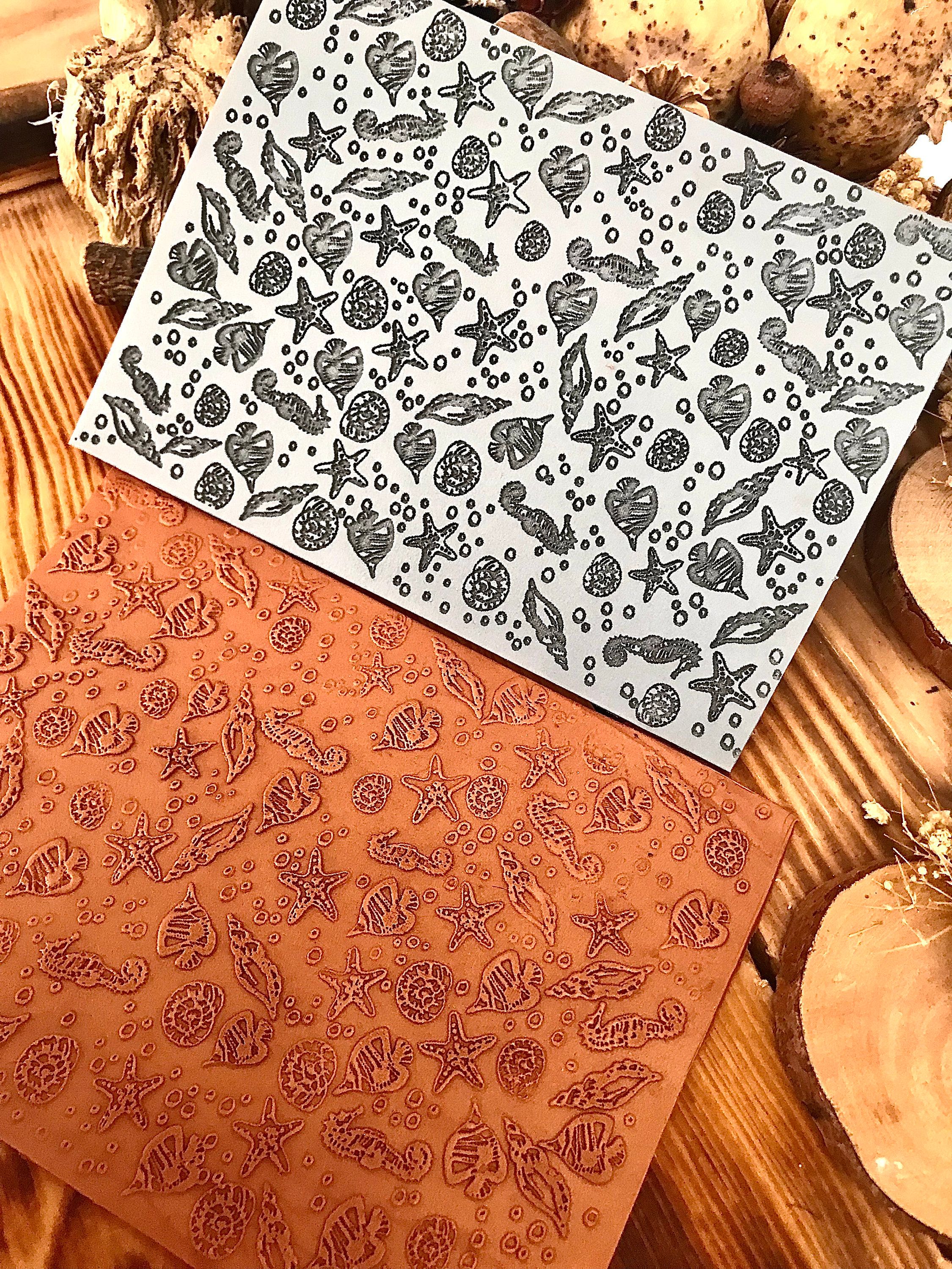 Sealife, Fish,Sea Shell, Sea Horse  Pattern Rubber Texture Mat  in 10*14cm or 14*14cm dimensions for polymer clay, Ceramics, Clay Tools