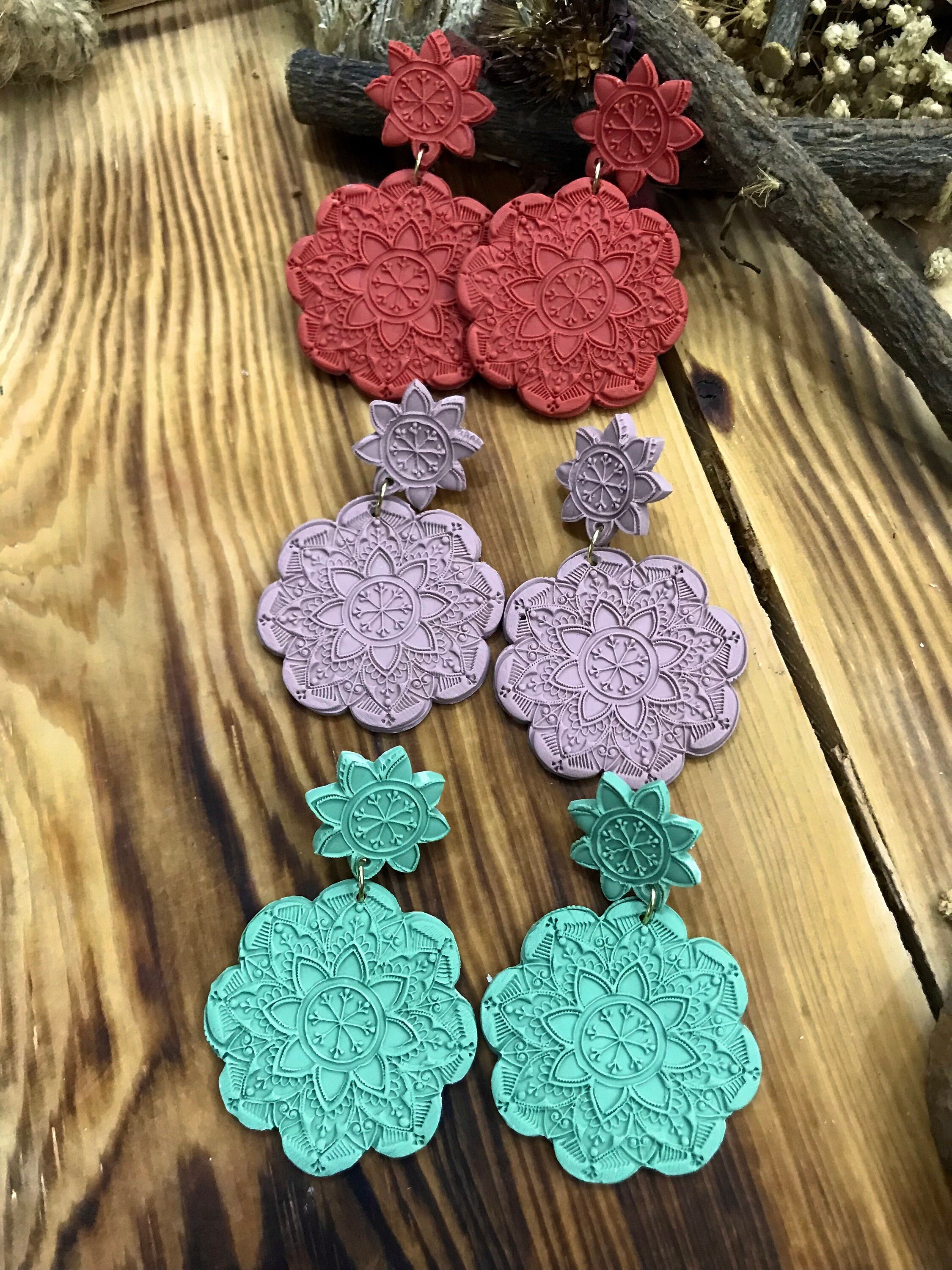 Mandala Art Deco Rubber Texture Mat 10*10Cm⎥Polymer Clay Earring⎥Clay Cutter⎥Hand Roller⎥Clay Texture Tool⎥Jewellery Tools