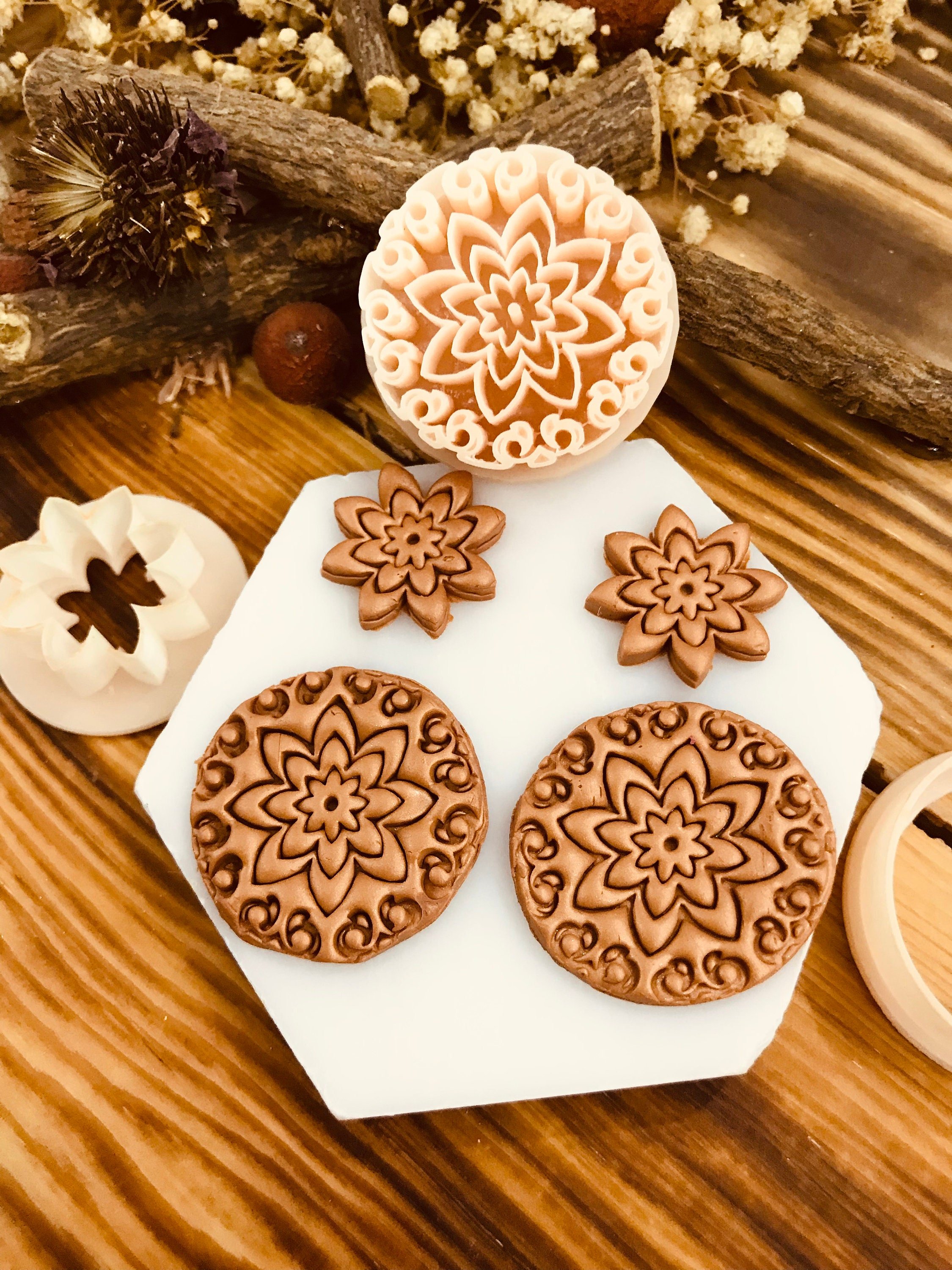 SET OF THREE Mandala Pattern Polymer Clay Cutter, Unique Model, Special Design, Spring Clay Cutters, Unique Clay Cutter For Jewelry Making