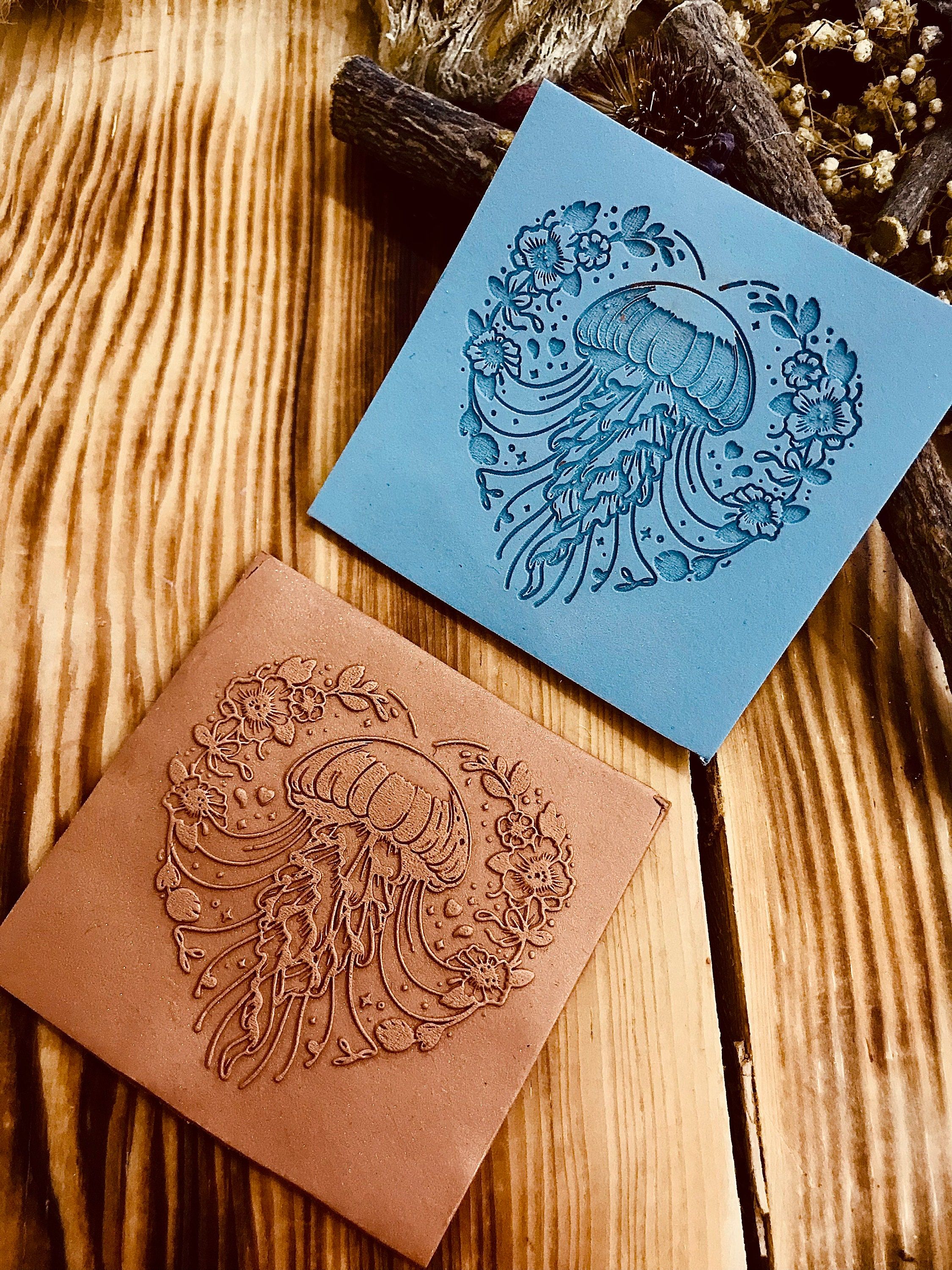 Jellyfish With Flowers Pattern Rubber Texture Mat Polymer Clay Tools⎥Earring Making⎥Hand Roller⎥Clay Texture Tool⎥Jewellery Tools
