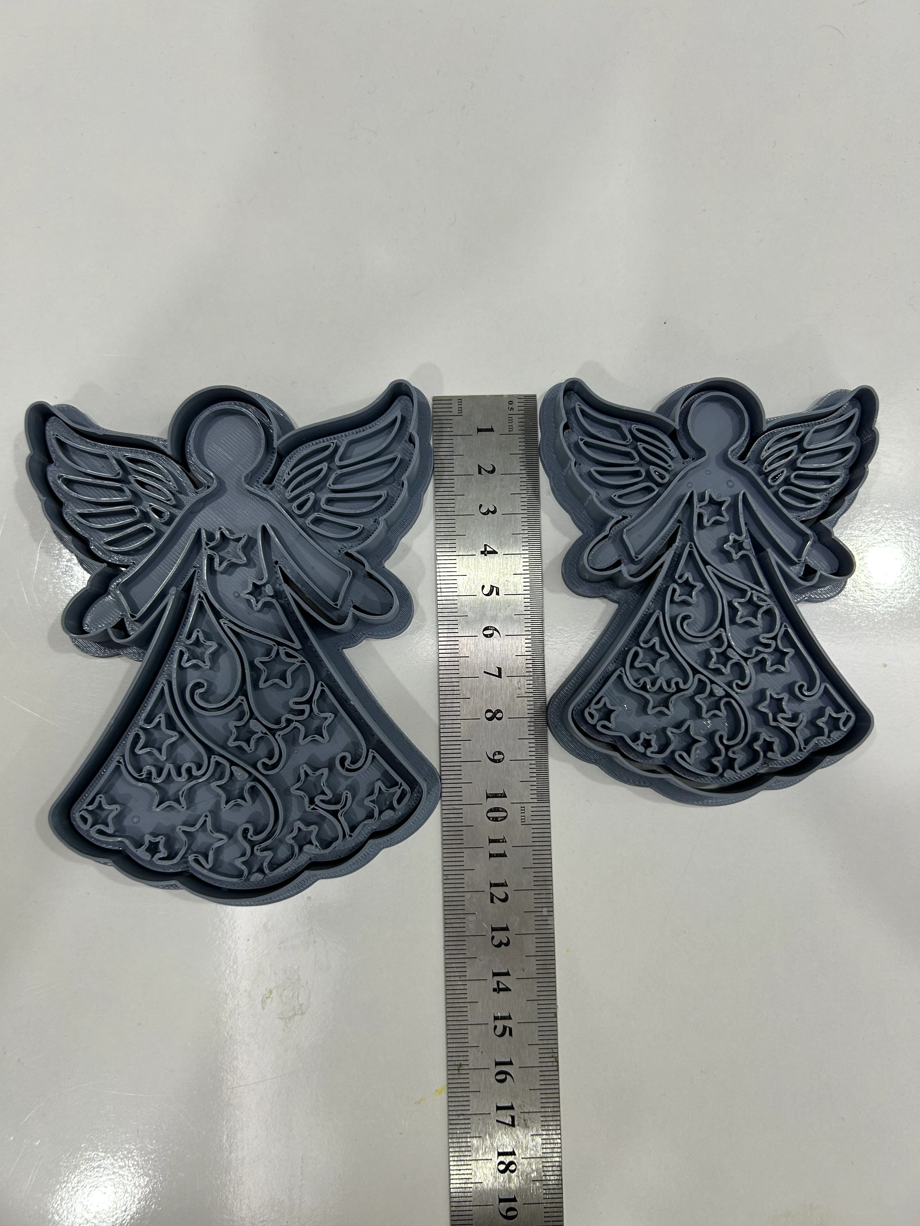 Melek Damga ve Kesici Seti | Yılbaşı Süsleri İçin Kil Aletleri | Polimer Kil, Hava ile Kuruyan Kil, Sabun ve Mum İçin Uygun (9.5 cm & 11.5 cm)