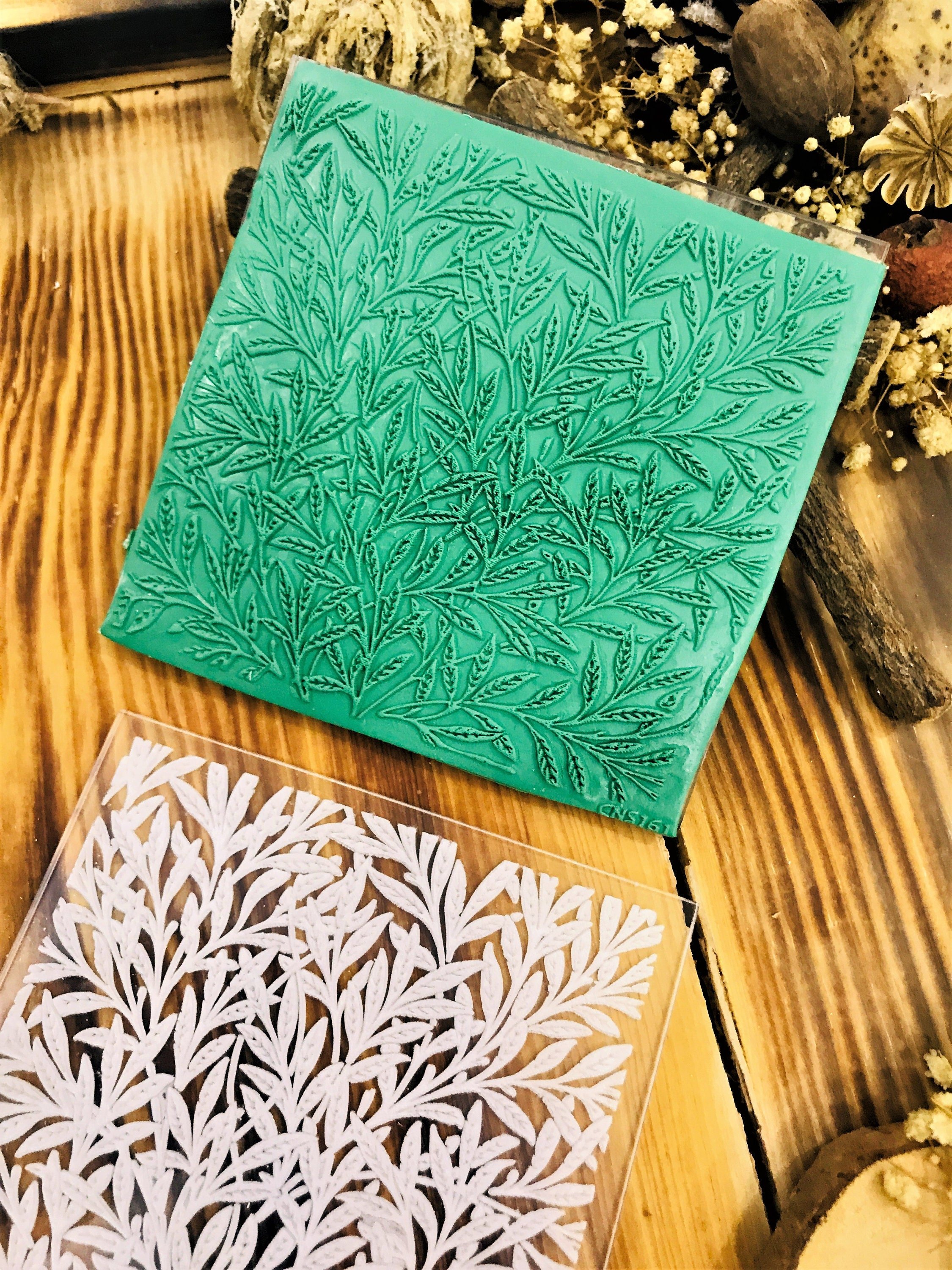 Botanical Leaf3 Texture Mat for Polymer Clay Rubber or Acrylic Texture Stamp, Clay Tool, Texture Sheet for Polymer Clay Earrings & Fondant Crafts