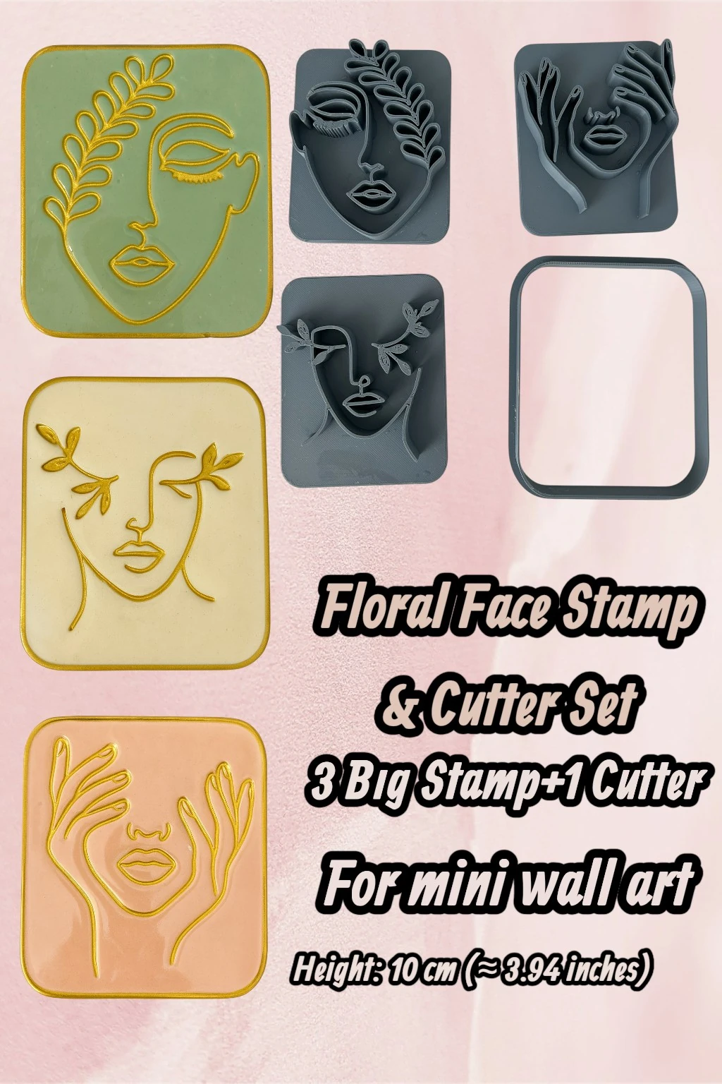Çiçek Desenli Yüz Kil Damga ve Kesici Seti: Hava ile Kuruyan Kil ve Seramik Sanatı İçin