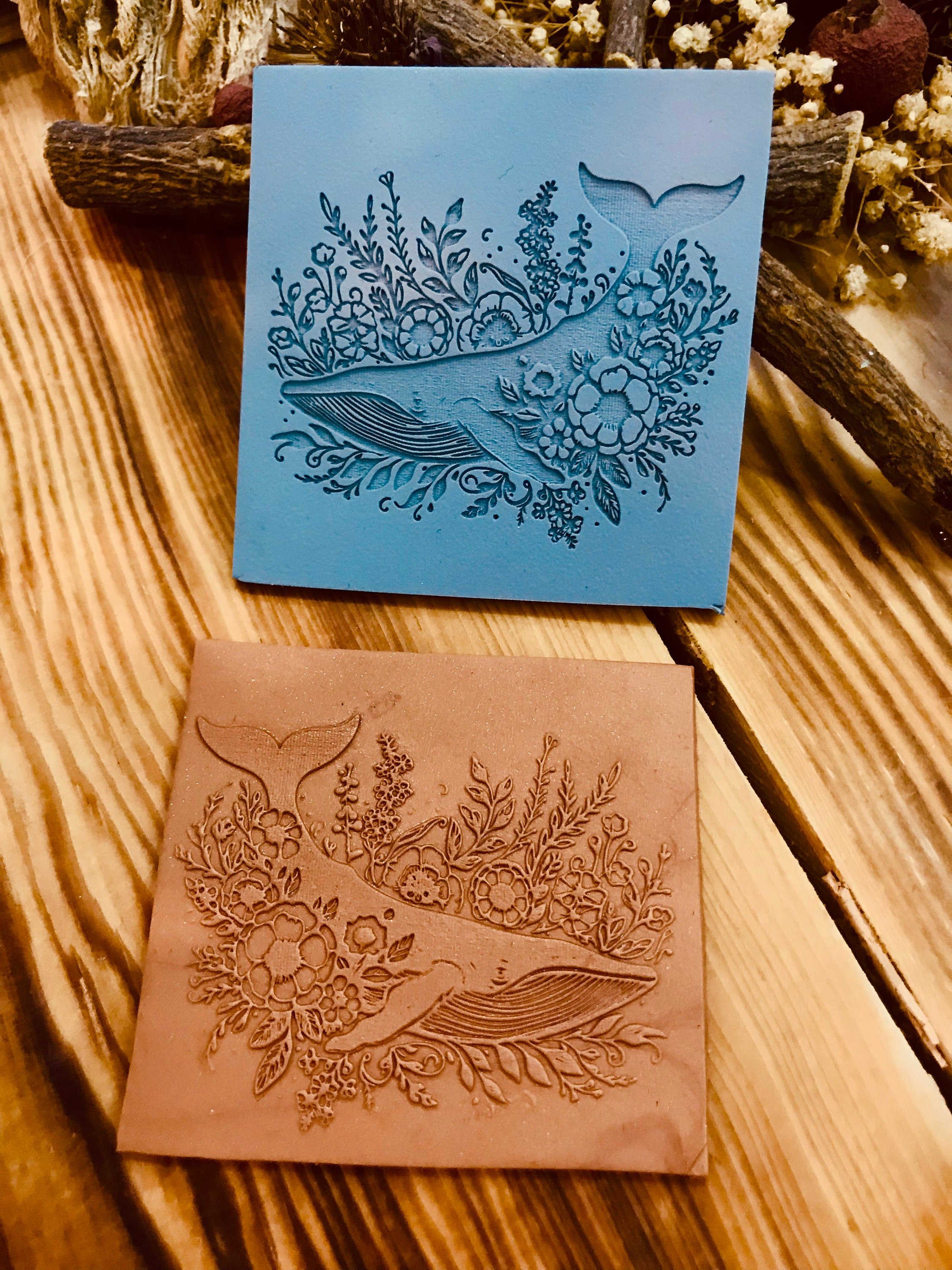 Whale With Flowers Pattern Rubber Texture Mat Polymer Clay Tools⎥Earring Making⎥Hand Roller⎥Clay Texture Tool⎥Jewellery Tools