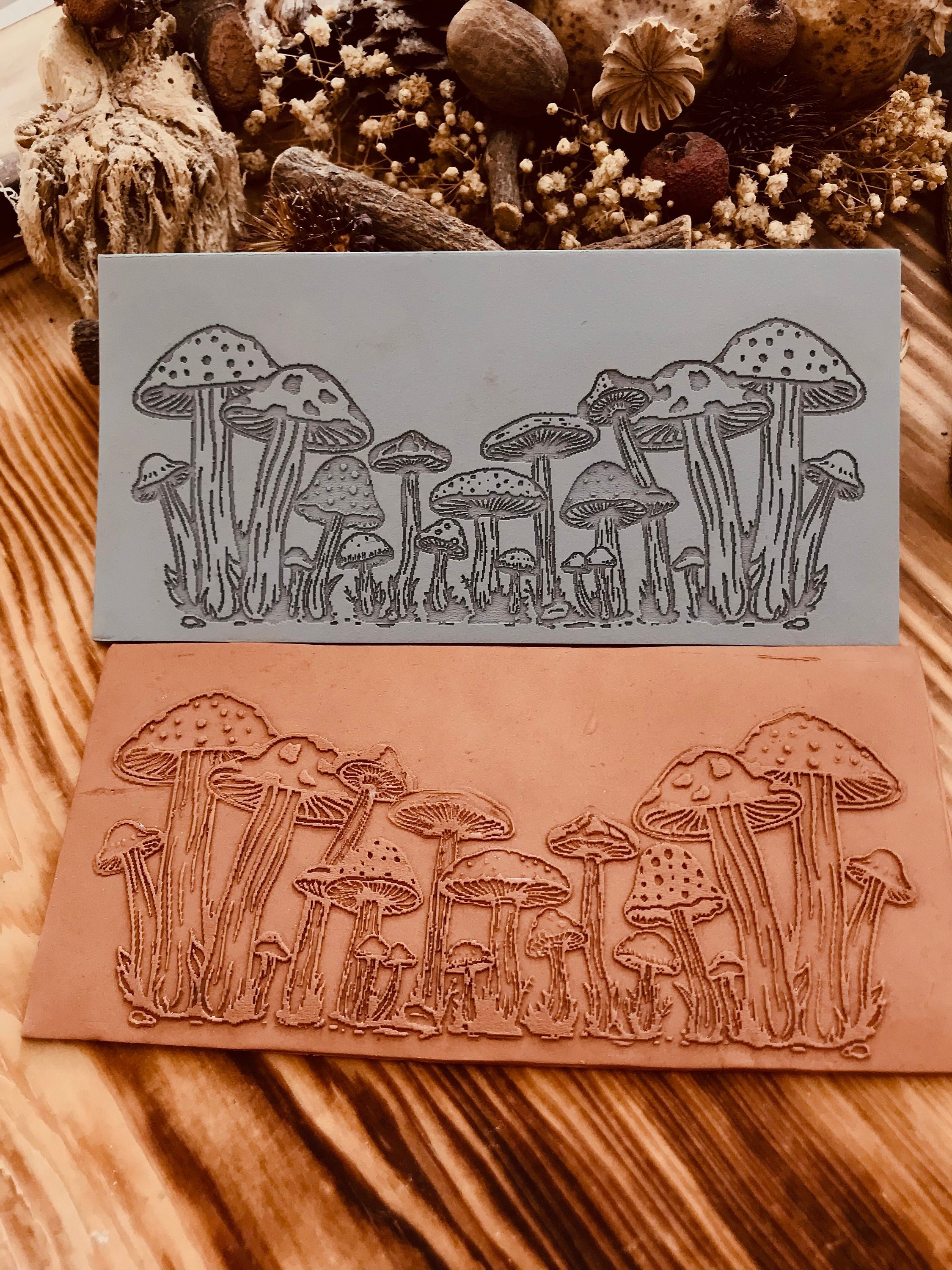 Mushroom Meadow Rubber Texture Mat Unique Mushroom Meadow in 7*15cm dimensions for polymer clay, ceramics⎥Polymer Clay Tools⎥Earring Making
