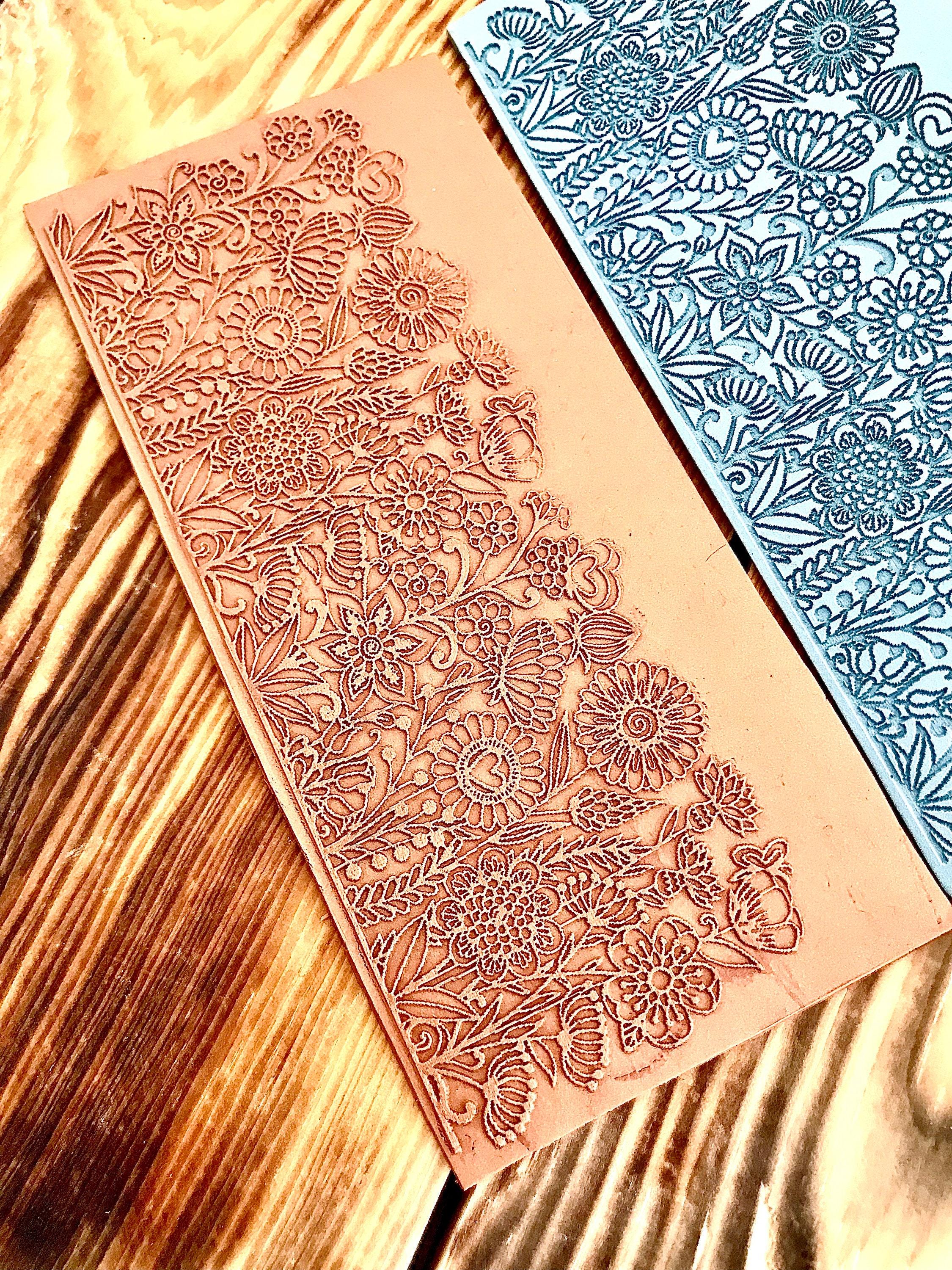 Mandala Flower Meadow Rubber Texture Mat Unique Pattern in 7*14cm dimensions for polymer clay, ceramics⎥