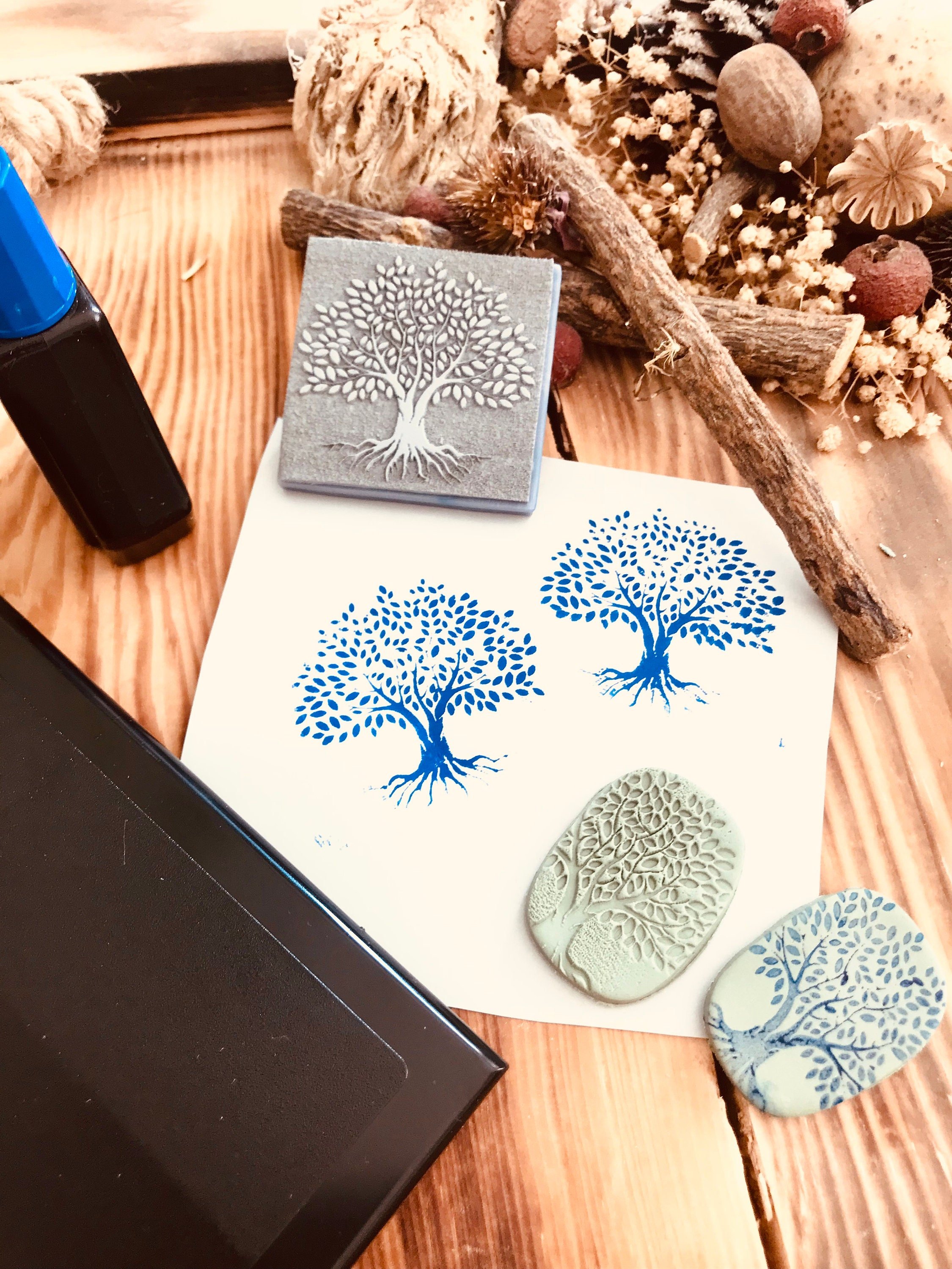 Life of Tree Rubber Stamp for Scrapbooking Decoration, Polymer Clay Deboss Stamp, Decorative Packaging, Card Making, DIY, Notebook Decorate