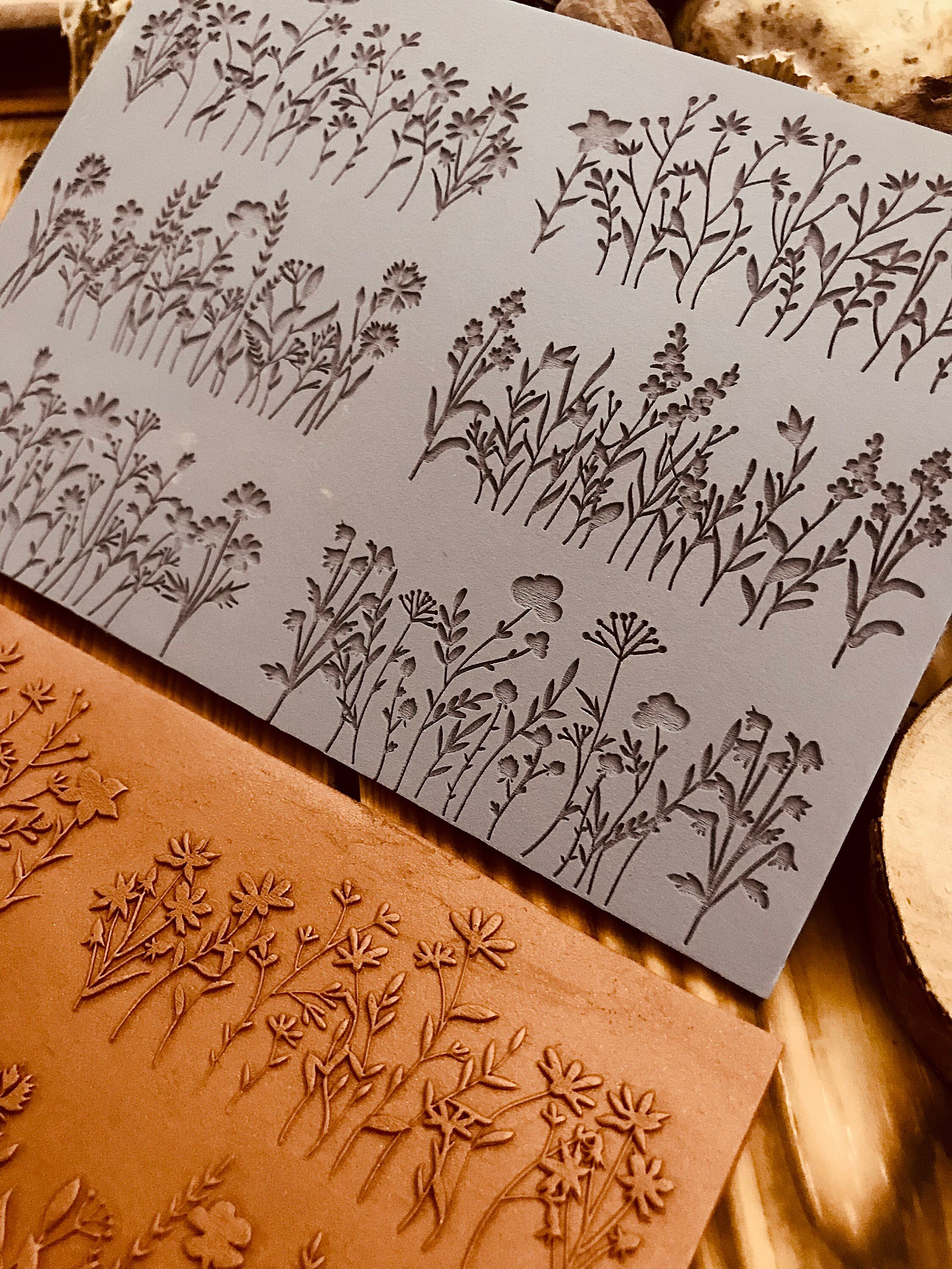 🌿 6-Piece Floral Meadow Rubber Texture Mat – Perfect for Polymer Clay & Ceramics! 🌿