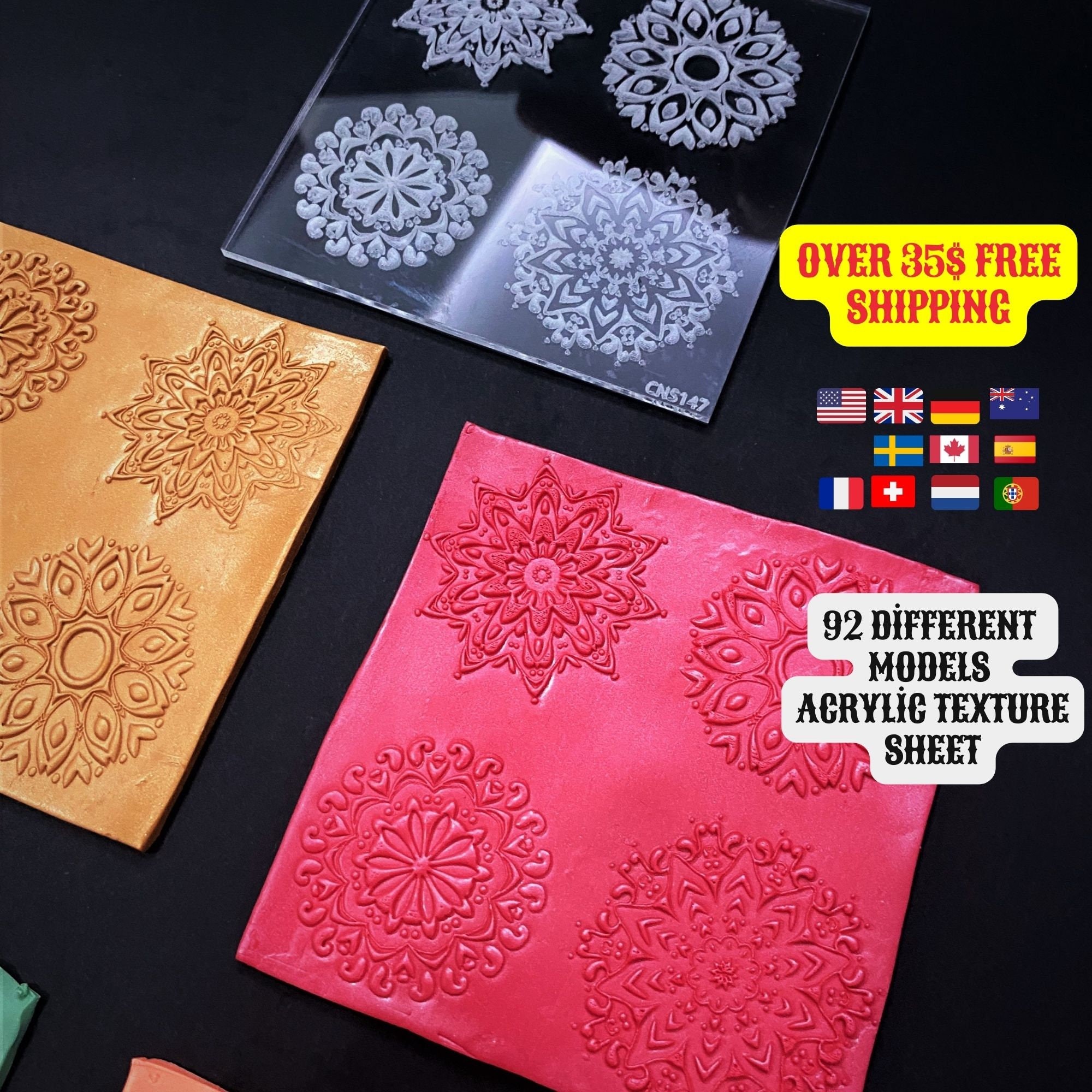 Mandala Texture Mat for Polymer Clay, Texture Sheet, Acrylic clay tool, Mandala Pattern, Ceramic Tools, Texture Plate, Polymer Clay Tool