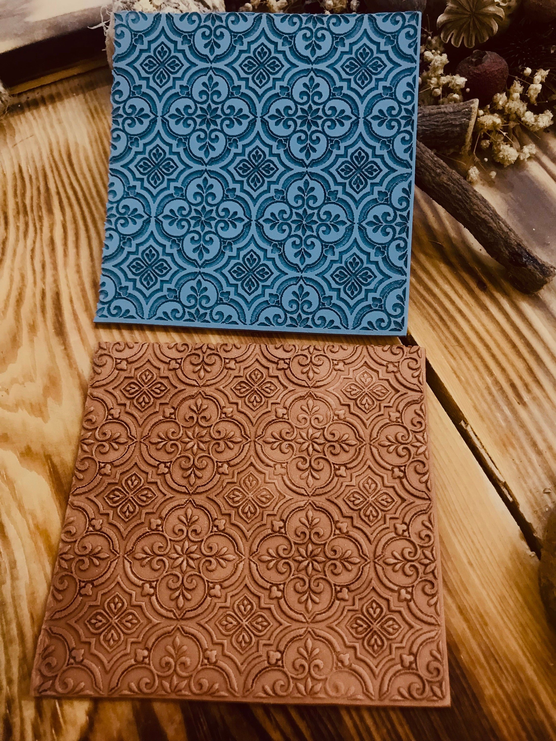 Art Deco Rubber Texture Mat – Clay Stamp & Embosser | Polymer Clay, Fondant, Cookies | Fimo, Sculpey, Cernit