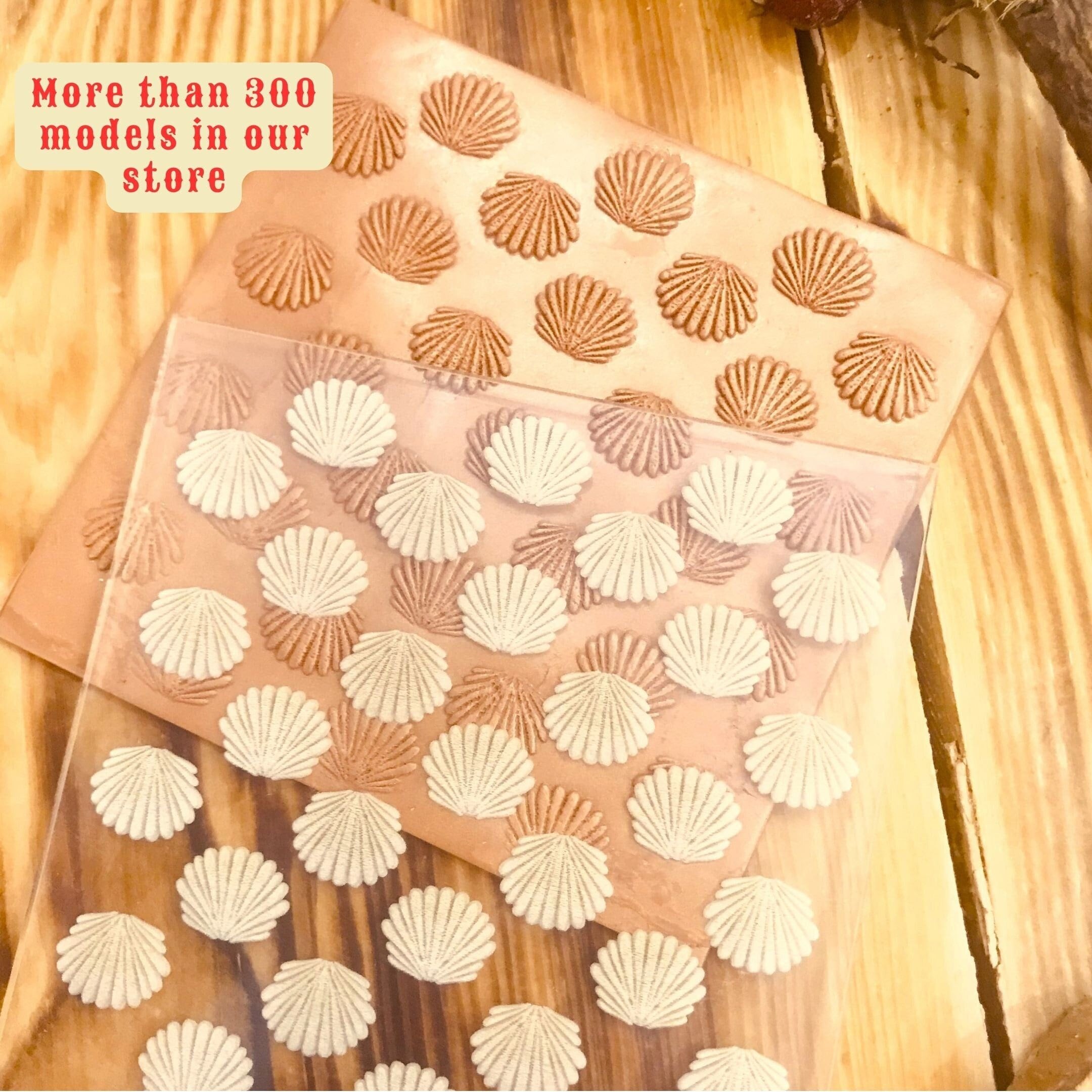 Seashell Pattern Acrylic Texture Sheet or Rubber Texture Mat for Polymer Clay 10*10cm Size