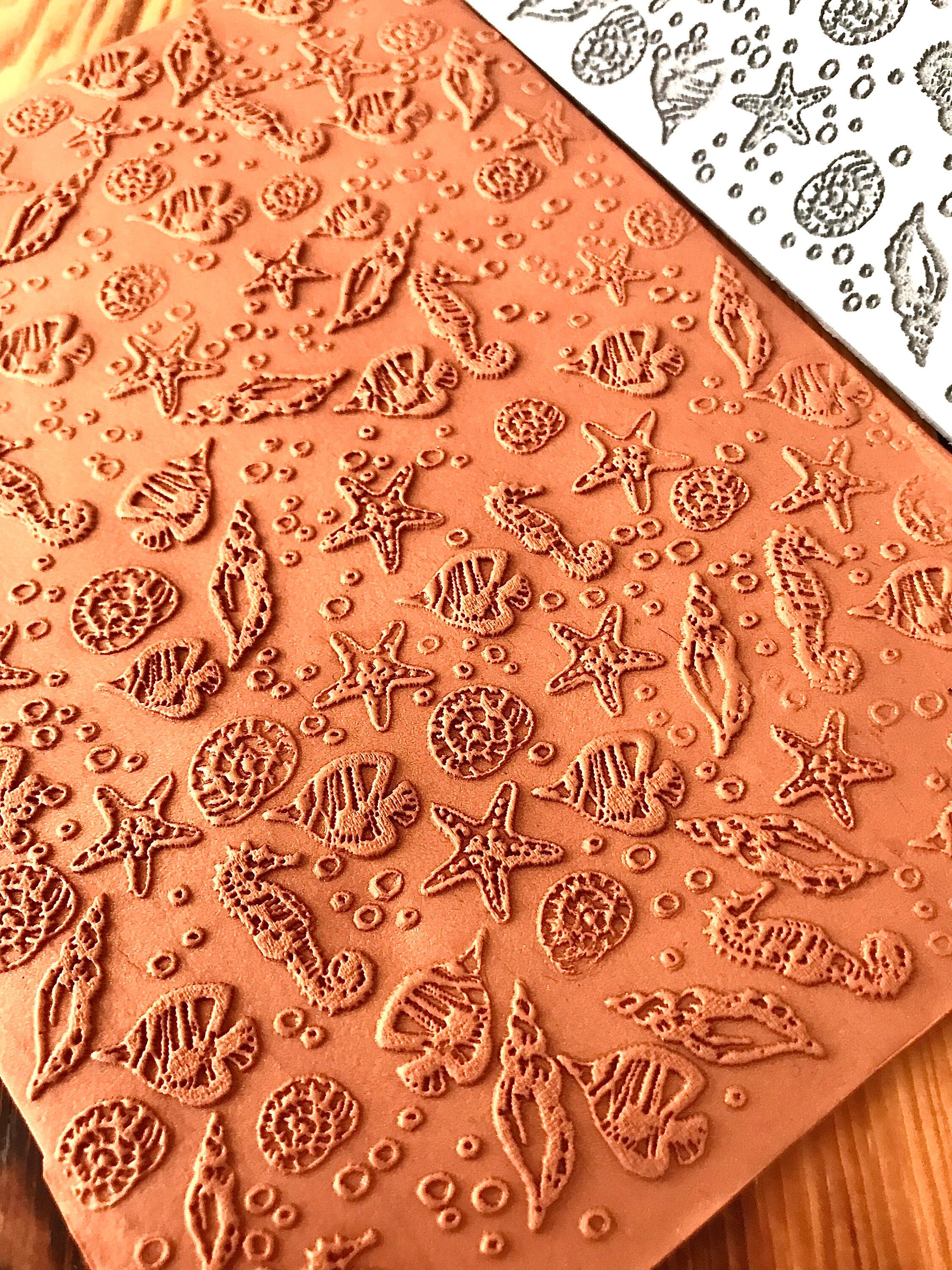 Sealife, Fish,Sea Shell, Sea Horse  Pattern Rubber Texture Mat  in 10*14cm or 14*14cm dimensions for polymer clay, Ceramics, Clay Tools