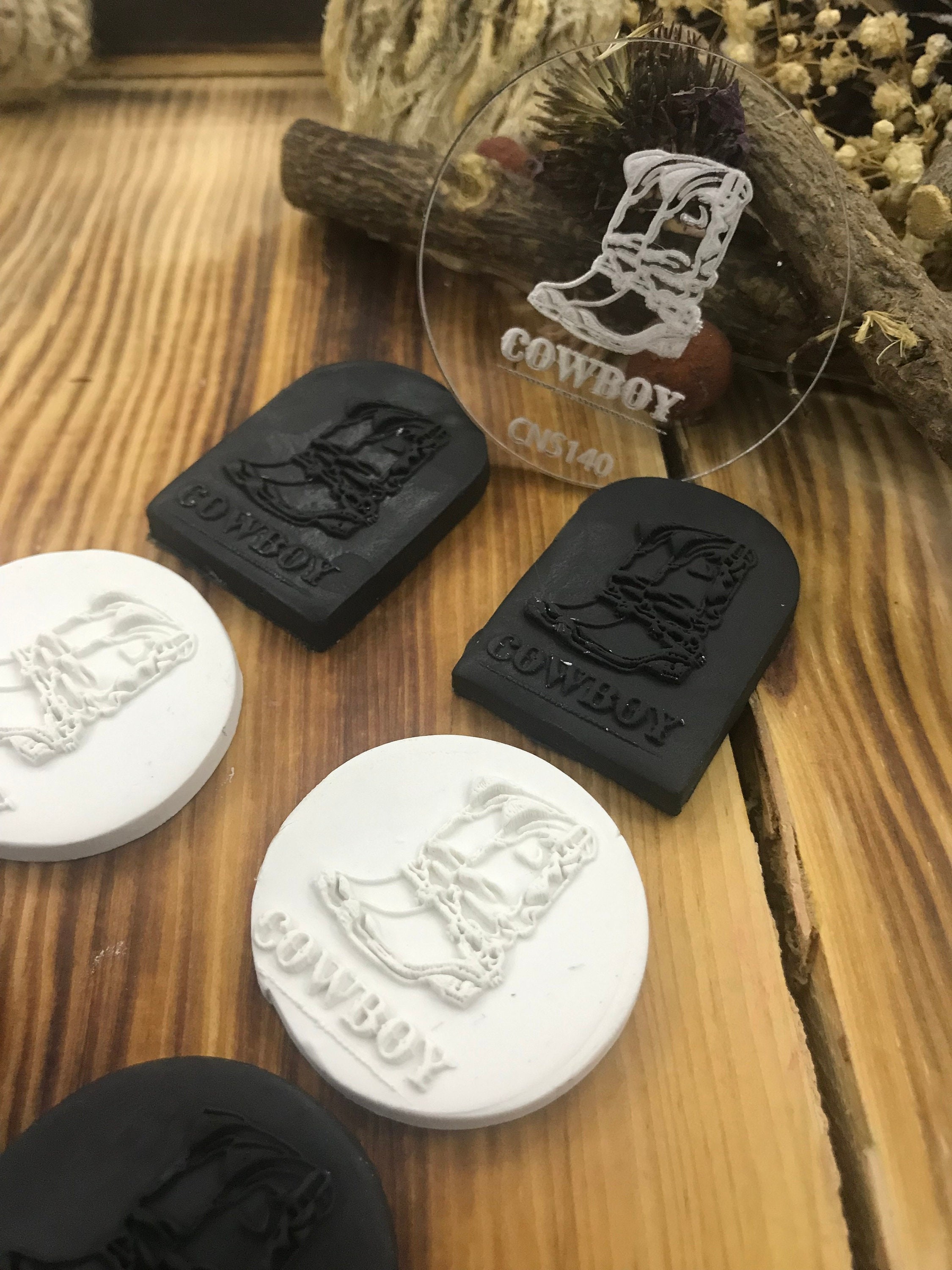 Cowboy Pattern Rubber or Acrylic Texture Mat – Polymer Clay Stamp, Embossing Tool, Acrylic Texture Sheet, Plaque, Tile for Fimo, Sculpey, Cernit