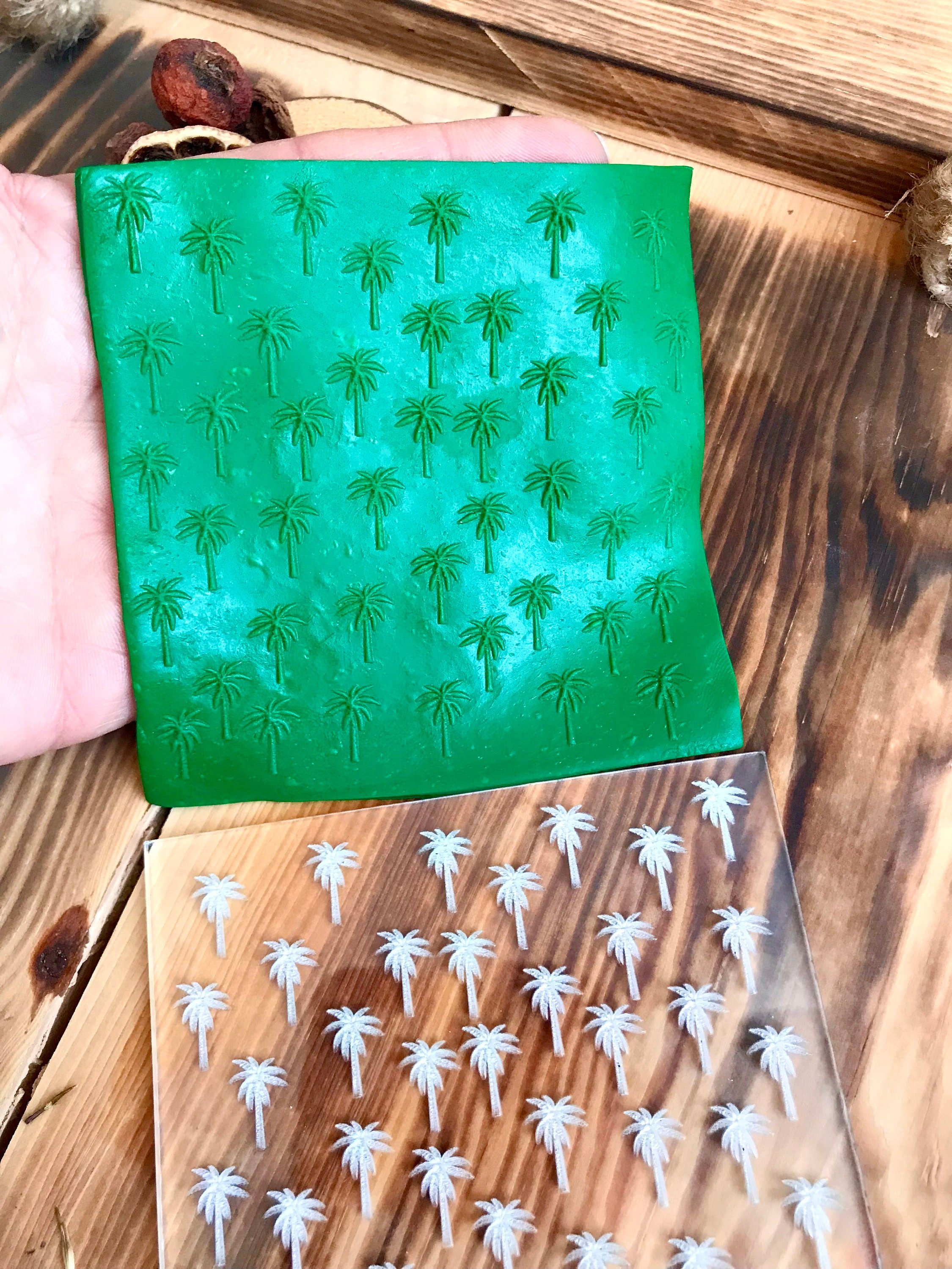 Palm Tree Texture Sheet for Polymer Clay,  Clay Stamp, Acrylic clay tool, Texture Sheet, Ceramic Supplies, Texture Plate