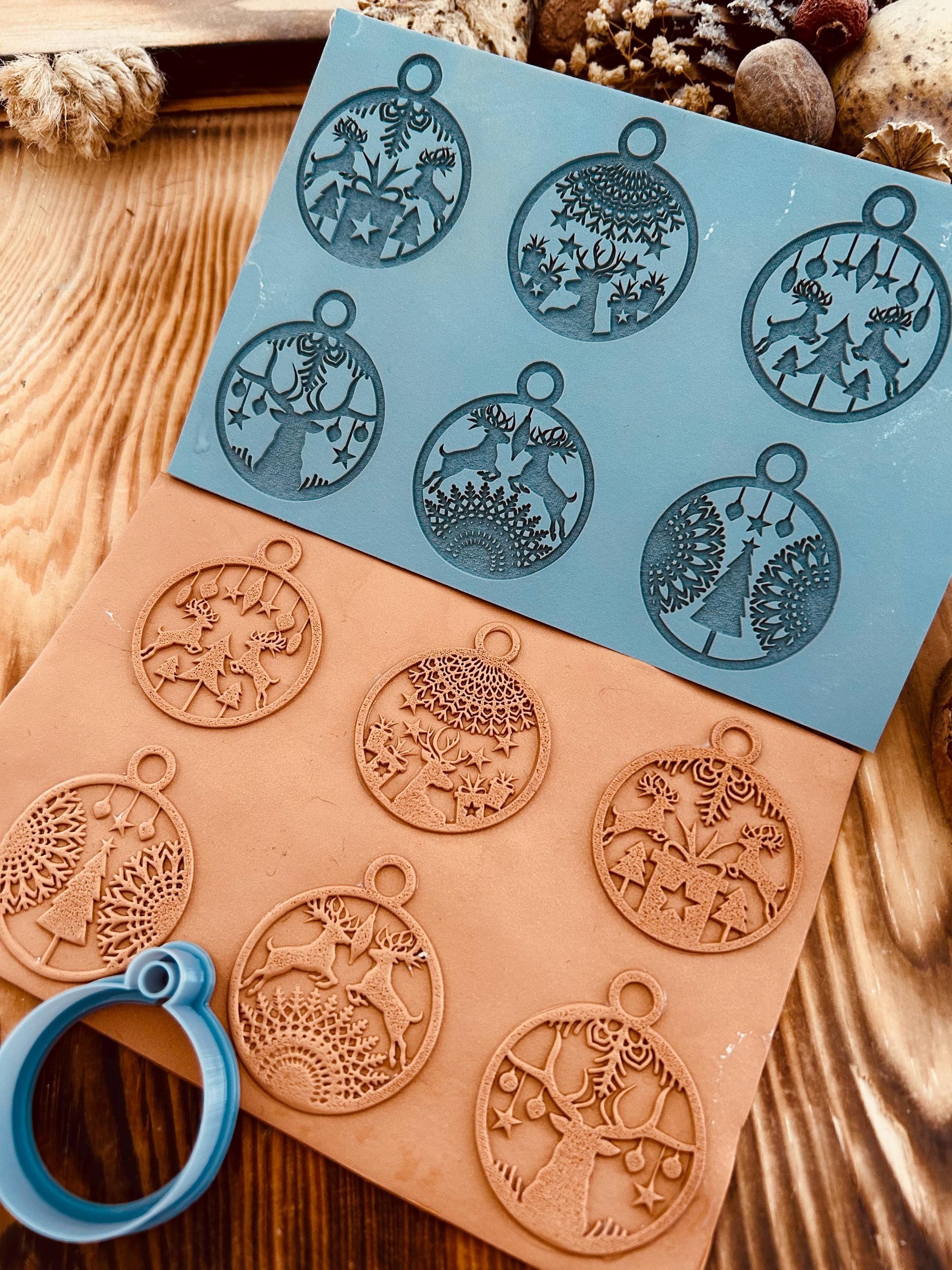 Christmas Ornament Rubber Texture Mat – Unique Pattern for Polymer Clay, Fimo, Sculpey – 10x14 cm – Ideal for Crafting & DIY Projects