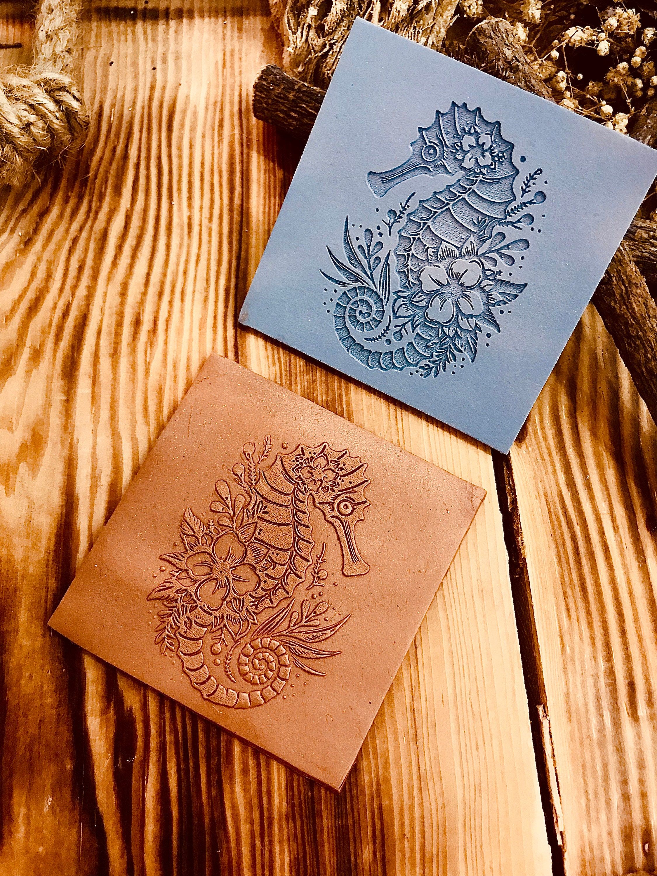 Seahorse With Flowers Pattern Rubber Texture Mat Polymer Clay Tools⎥Earring Making⎥Hand Roller⎥Clay Texture Tool⎥Jewellery Tools