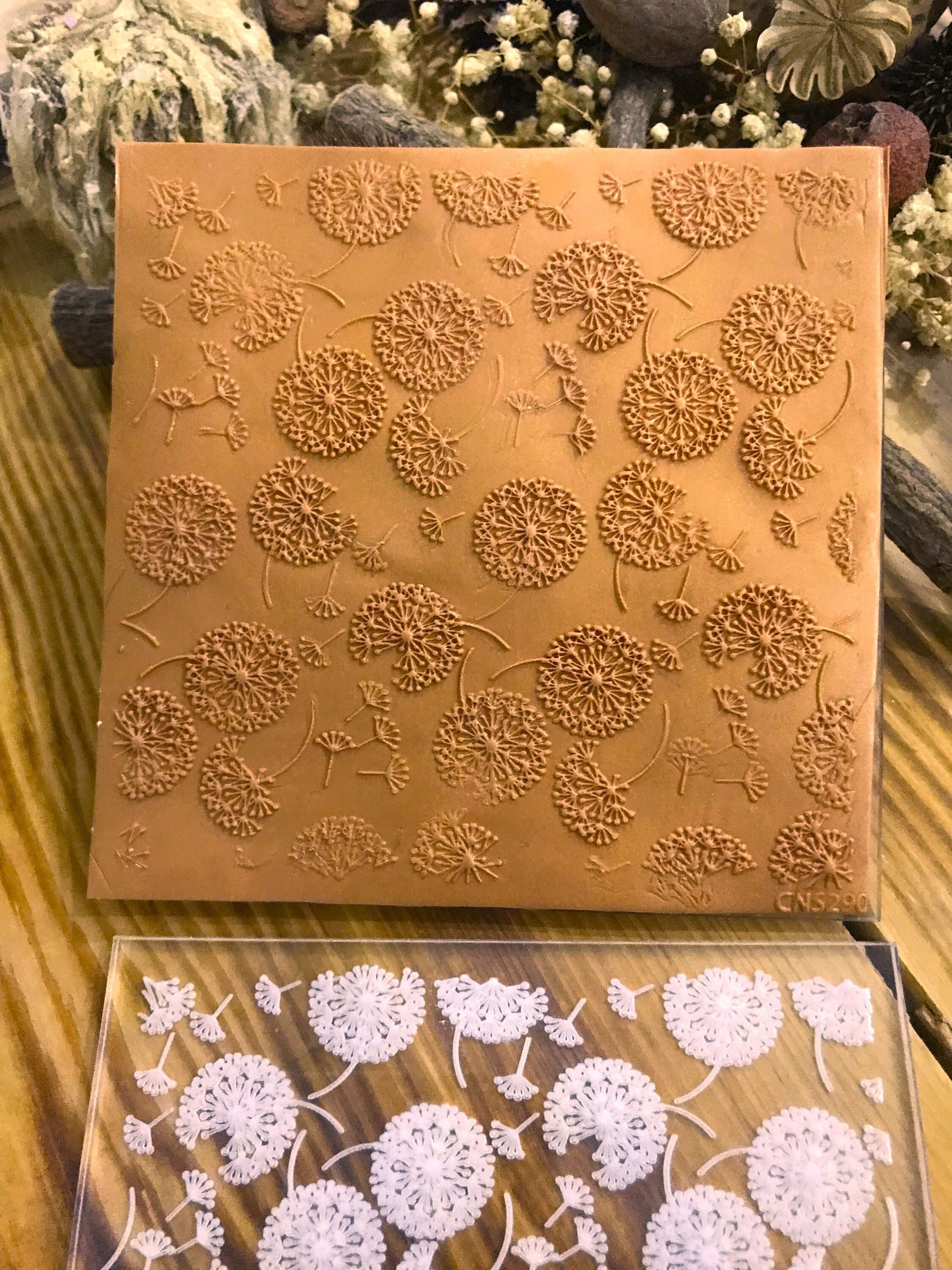 Dandelion Rubber or Acrylic Texture Mat – Polymer Clay Stamp, Embossing Tool, Acrylic Texture Sheet, Plaque, Tile for Fimo, Sculpey, Cernit