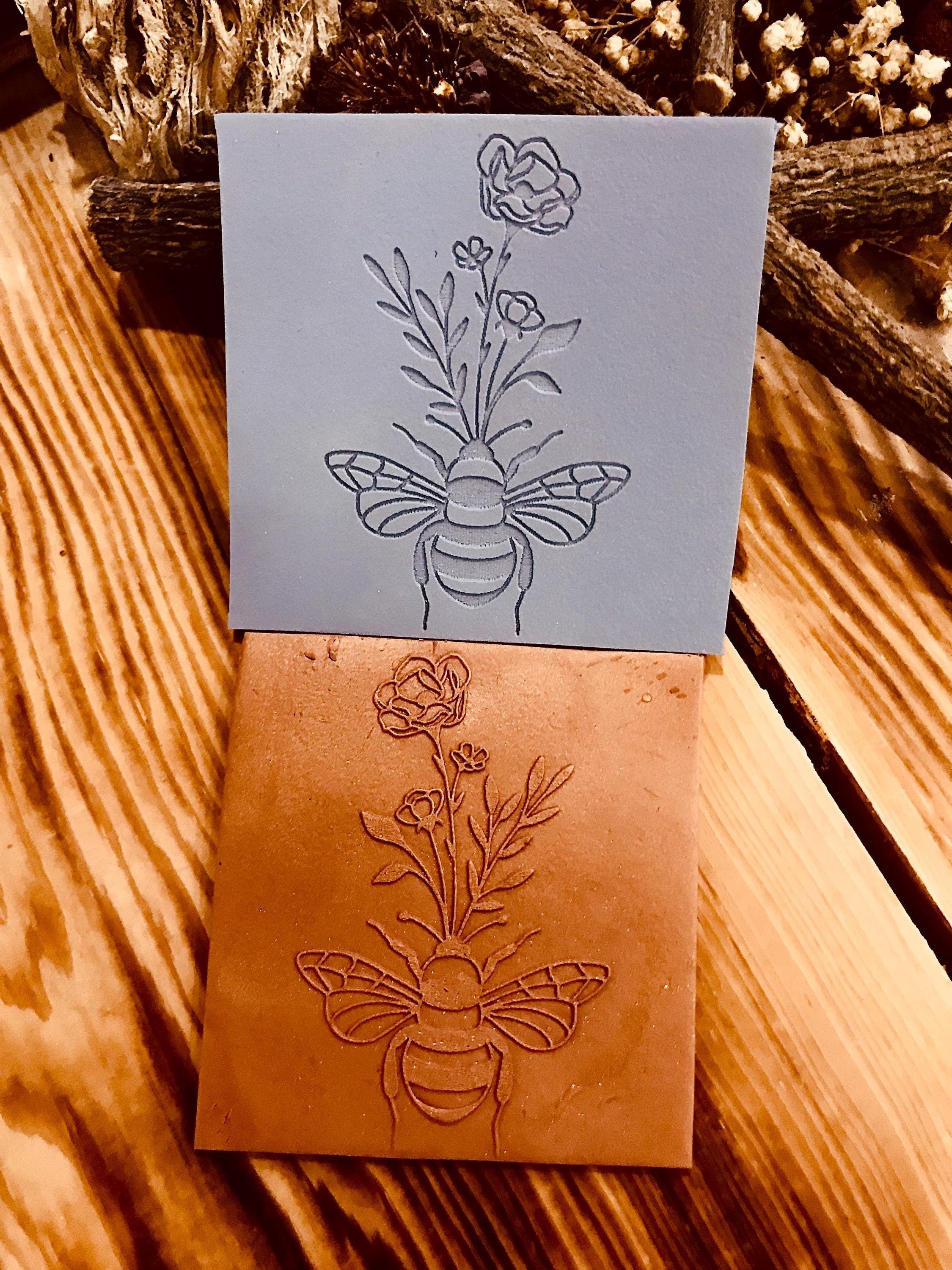 Bee and Flower Pattern Rubber Texture Mat – Polymer Clay Tool for Earring Making, Jewelry, and Clay Crafts