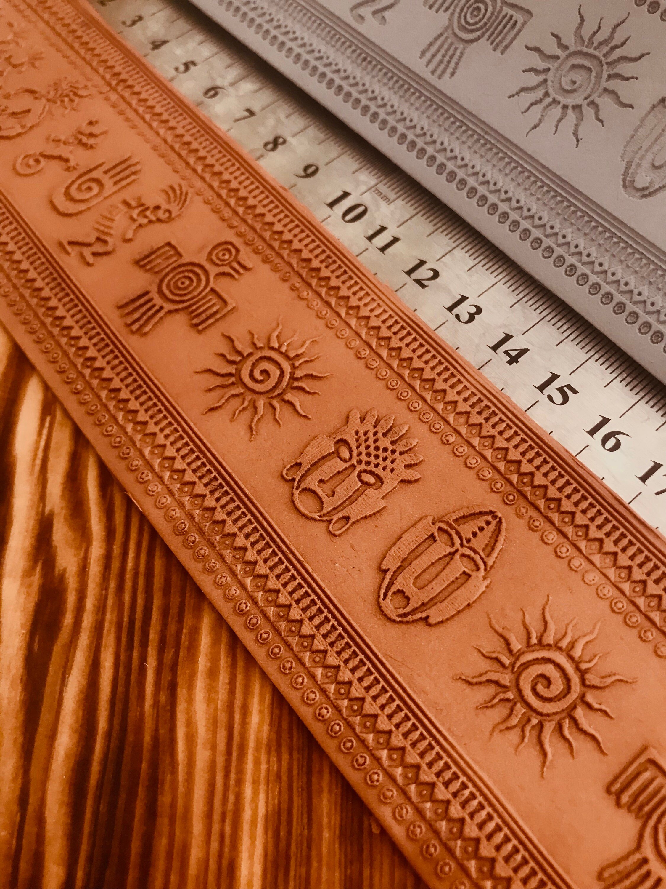 Aztec Texture Mat – Rubber Stamp for Polymer Clay, Pottery, Silver Clay | Earring & Jewelry Making Tool