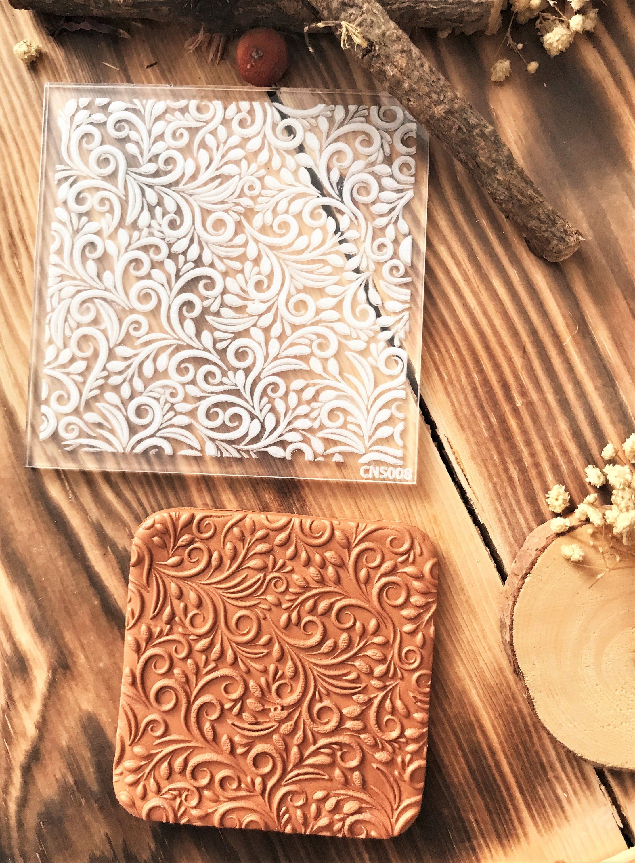 Vintage Unique Acrylic Embossing Stamp For Polymer Clay, Ceramic ,Fondant Stamp, Cookie Embosser, Cookie Stamp, Acrylic tool, For Metal Clay